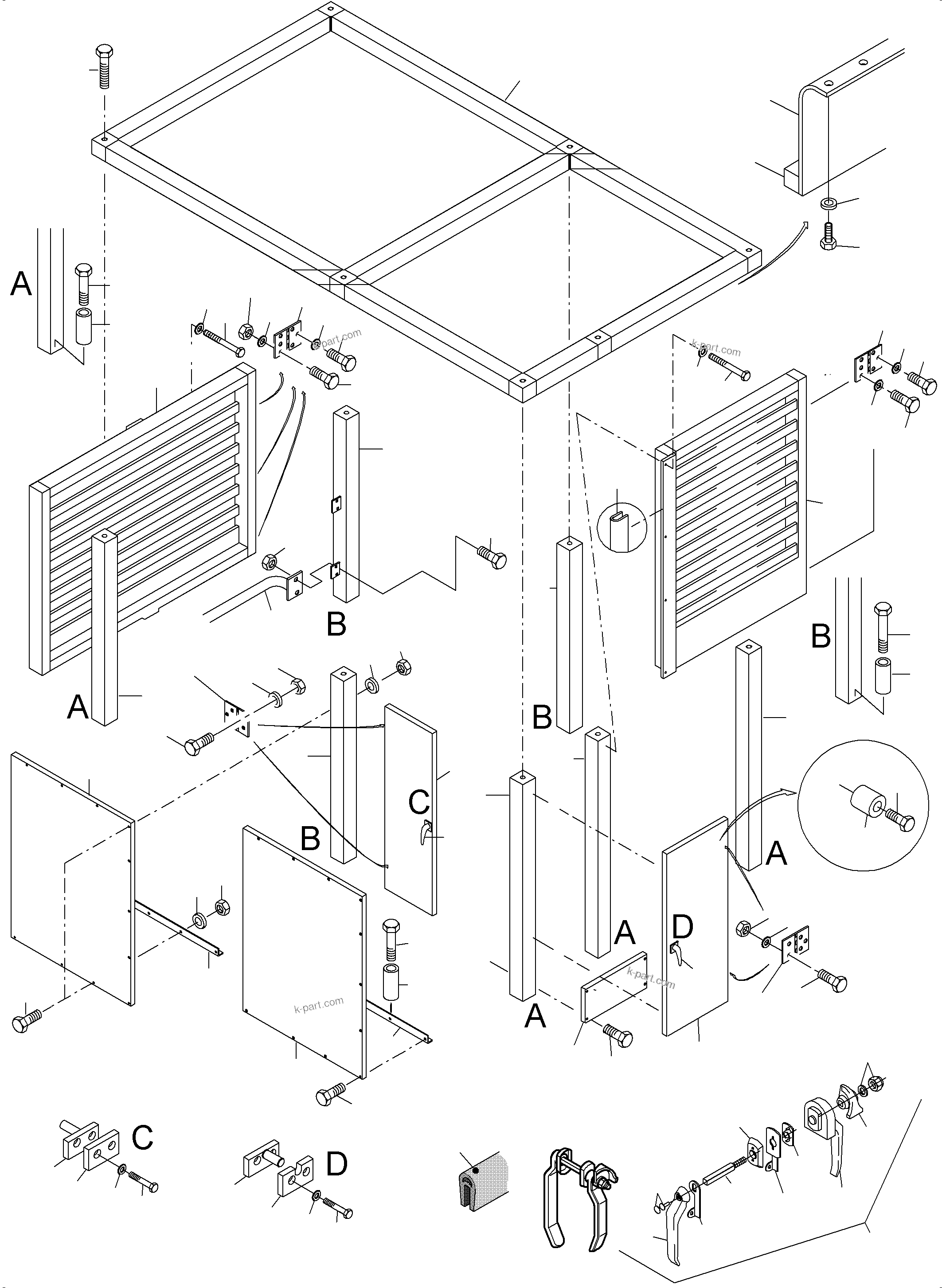 Komatsu parts book diagram for PC3000-6 S/N 46224: COVERING - ENGINE HOUSING