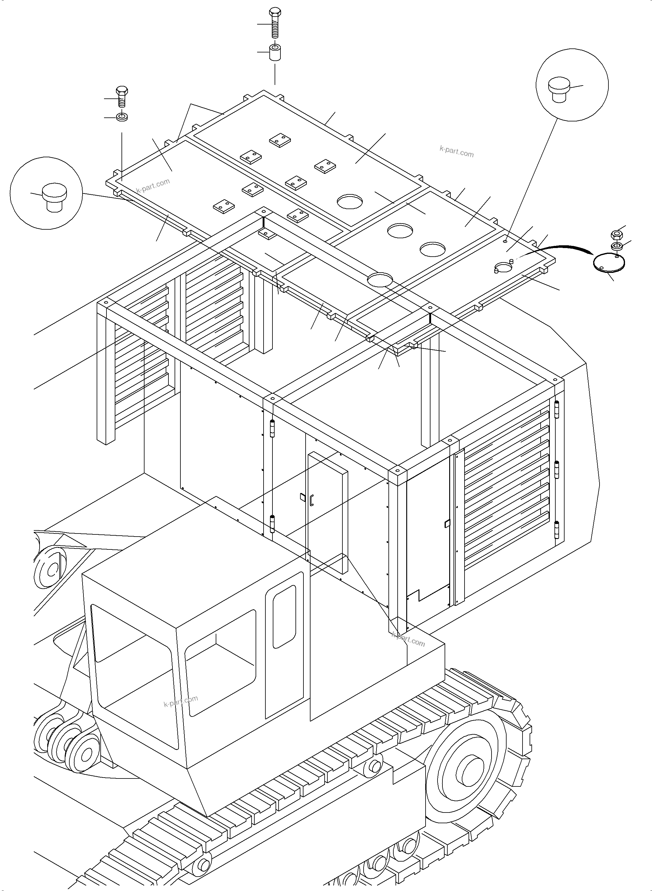 Komatsu parts book diagram for PC3000-6 S/N 46224: COVERING - ENGINE HOUSING