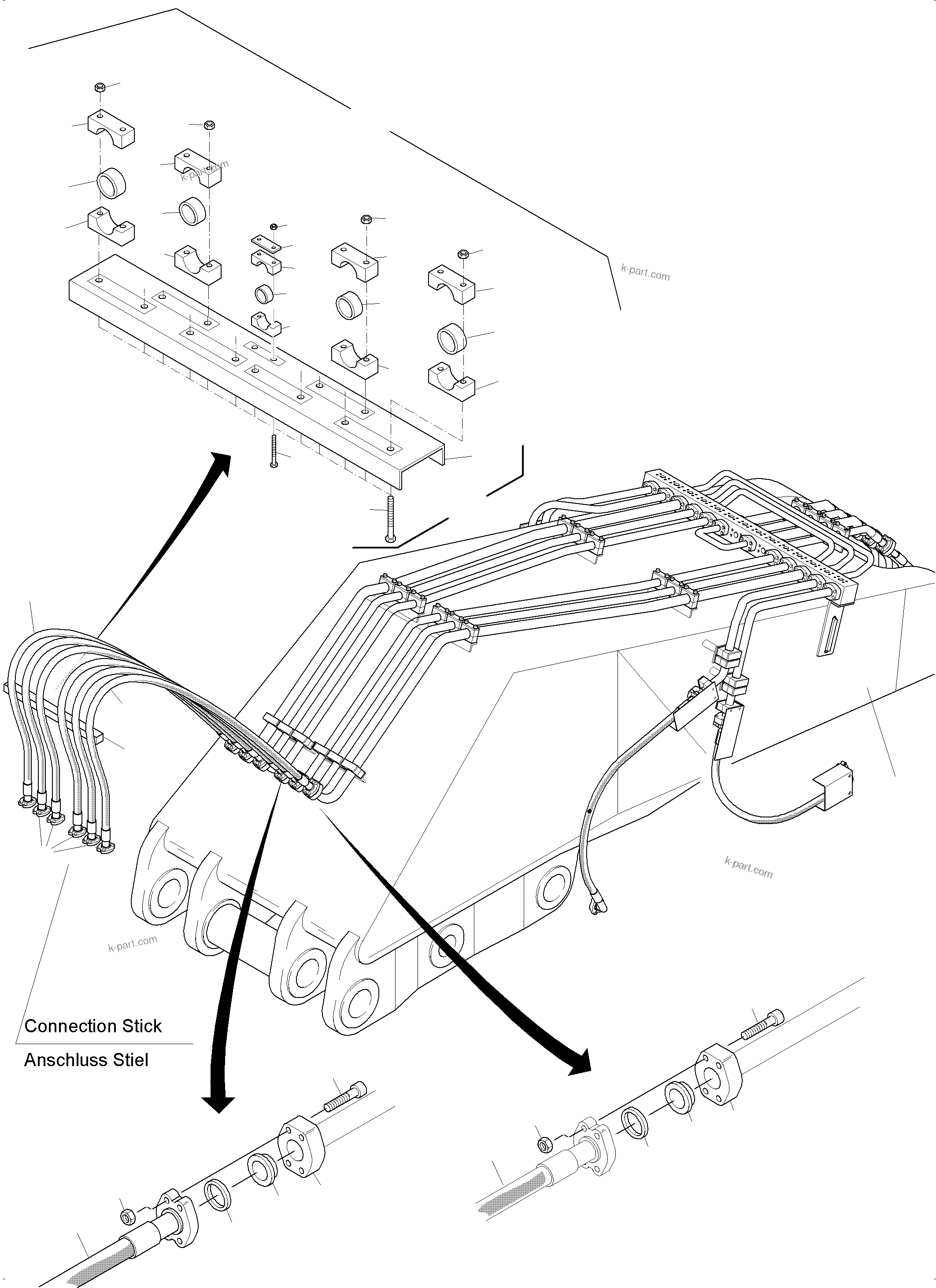Komatsu parts book diagram for PC3000-6 S/N 46224: BULLCLAM BUCKET BOOM 6M