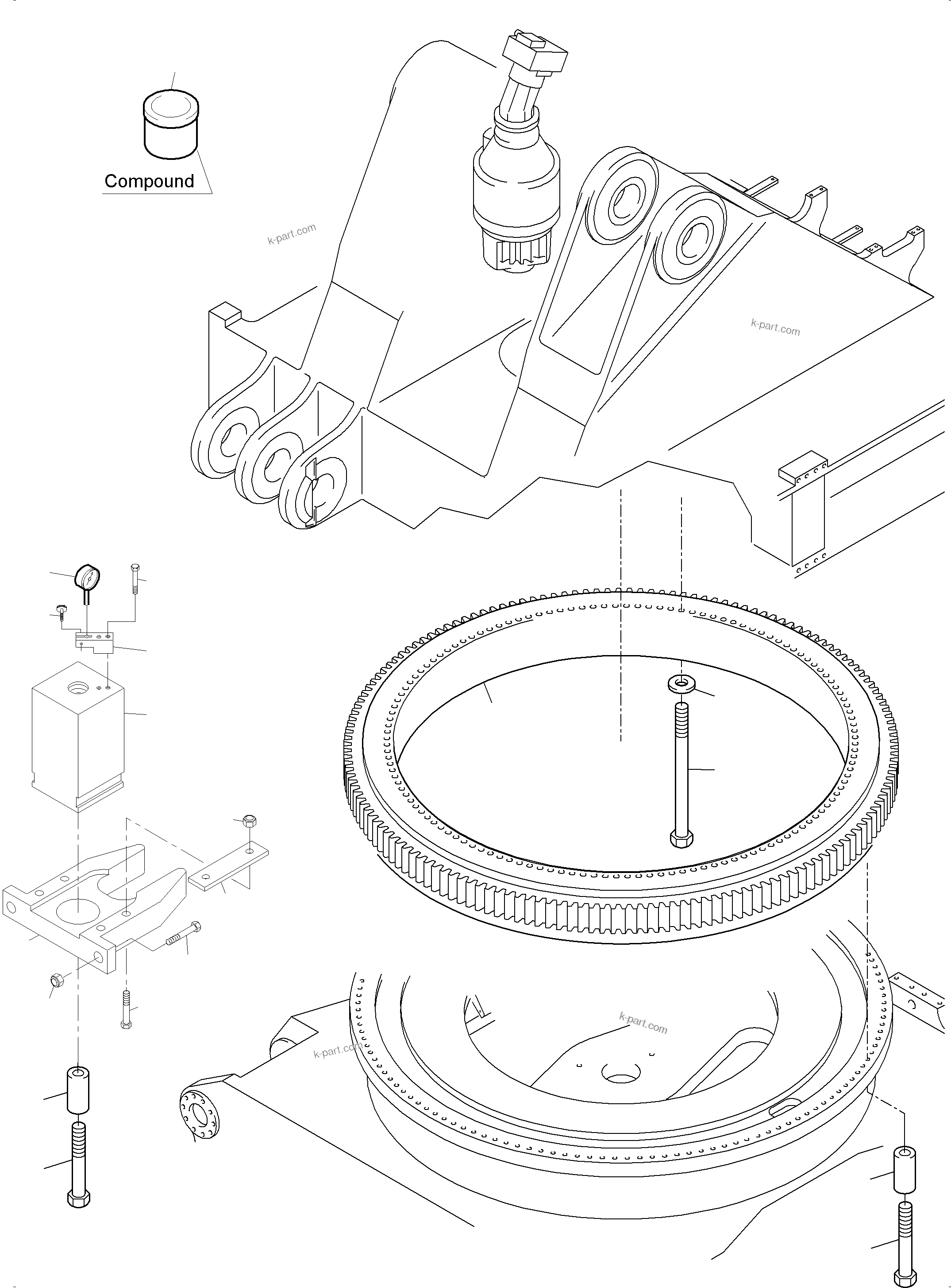 Komatsu parts book diagram for PC3000-6 S/N 46224: SLEW RING ARR.