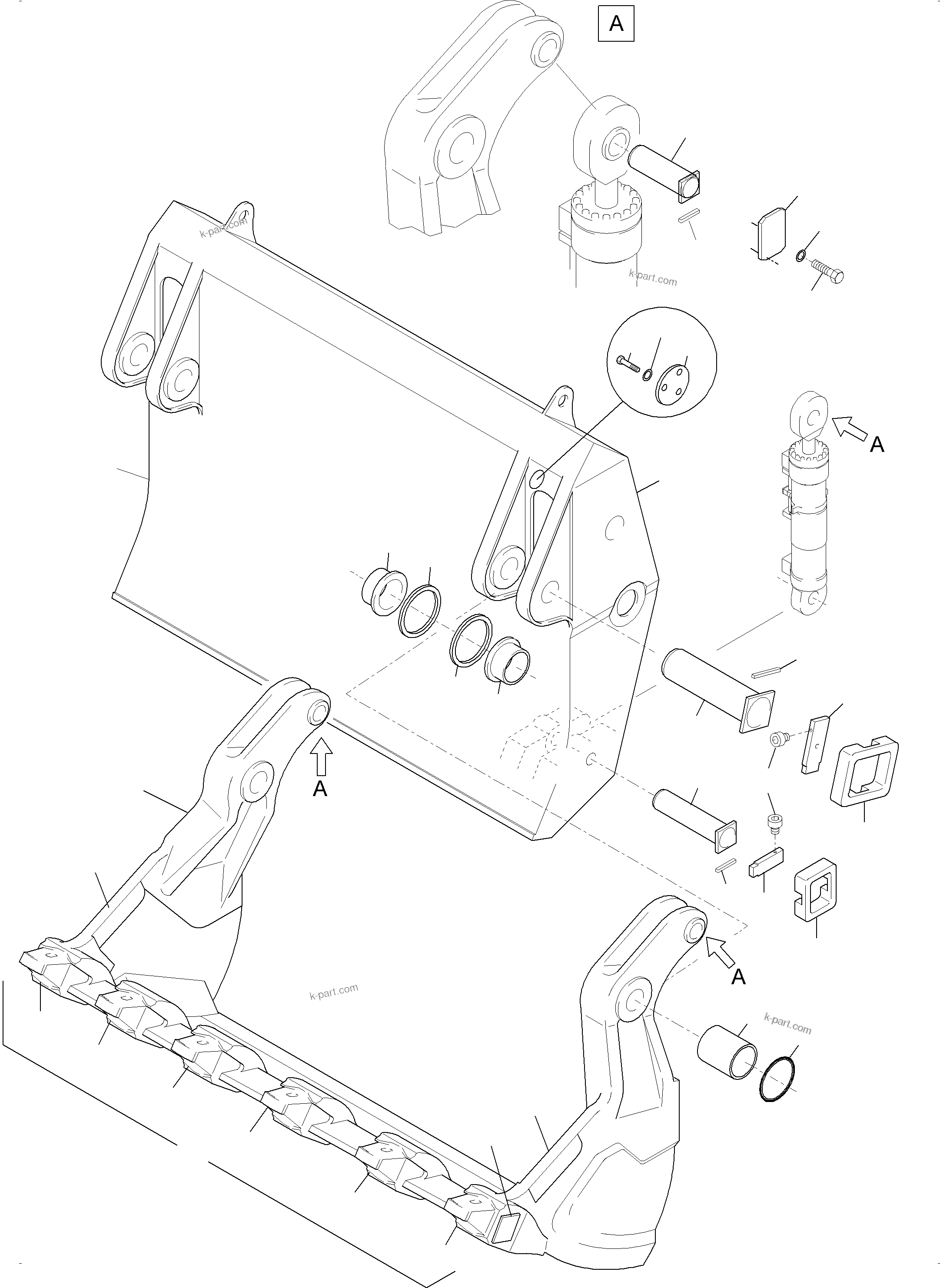 Komatsu parts book diagram for PC3000-6 S/N 46224: BULLCLAM BUCKET 16 CBM