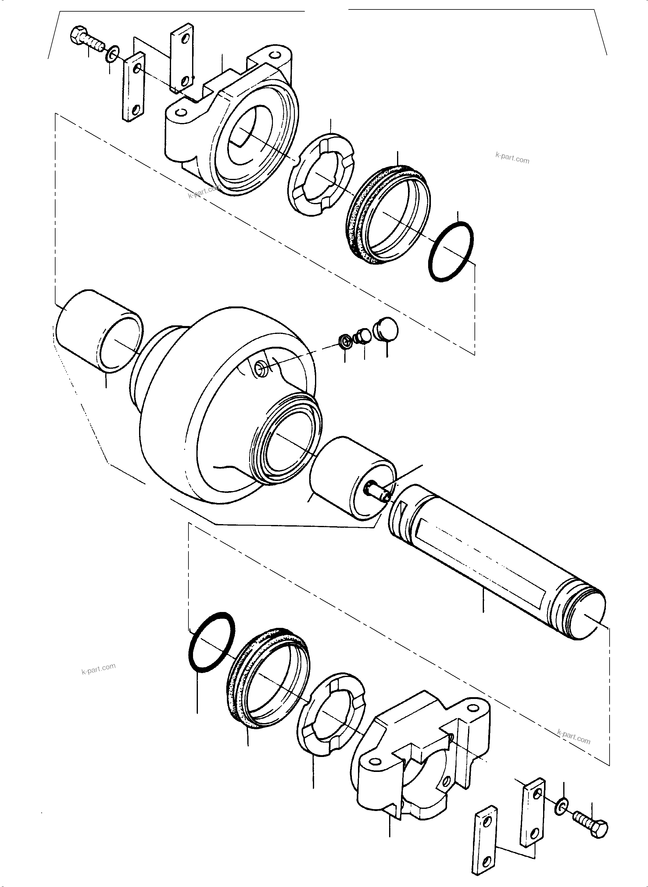 Komatsu parts book diagram for PC3000-6 S/N 46228: BOTTOM ROLLER