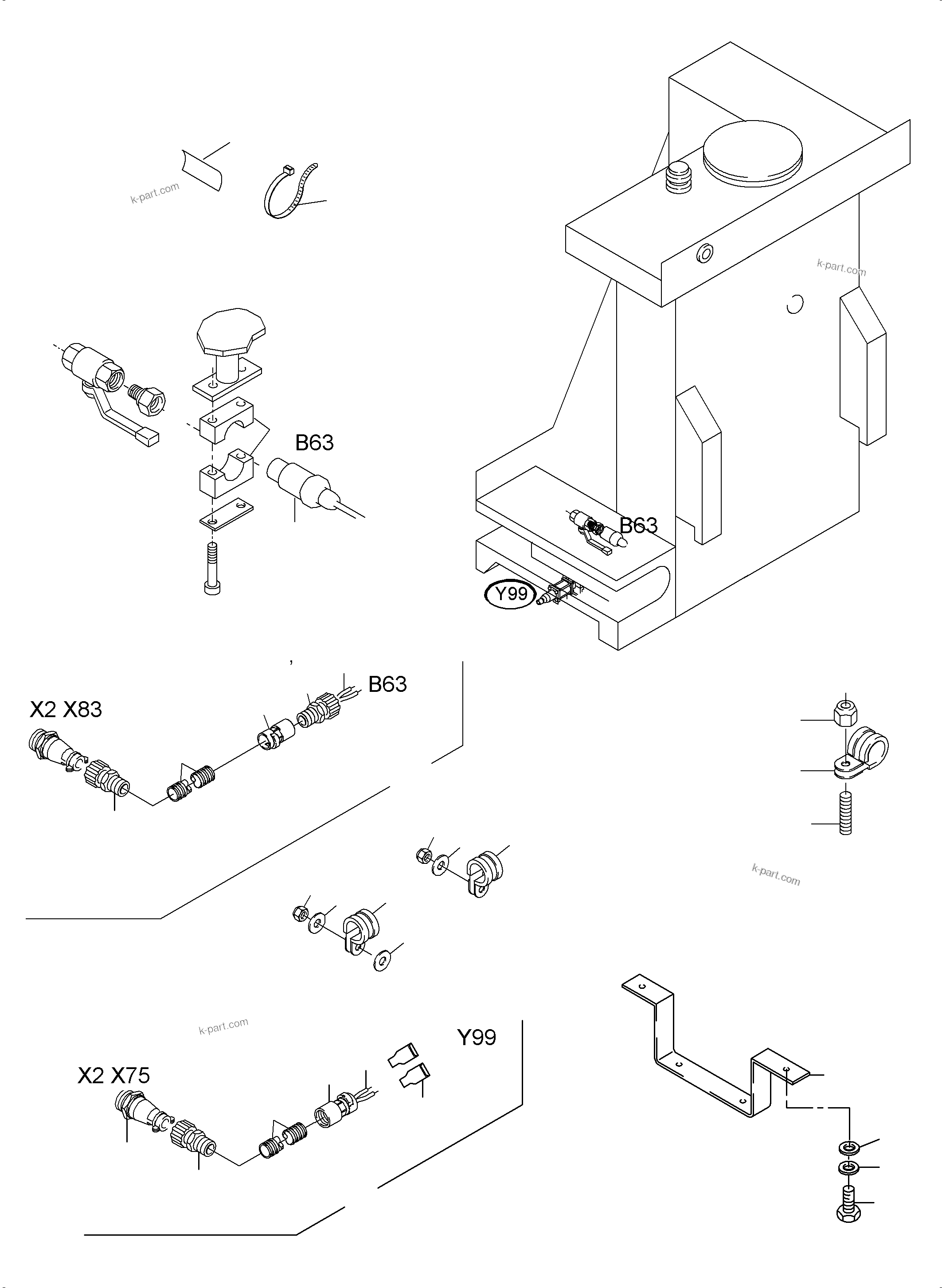 Komatsu parts book diagram for PC3000-6 S/N 46228: CABLES - TANK SENSOR - CHECK VALVE