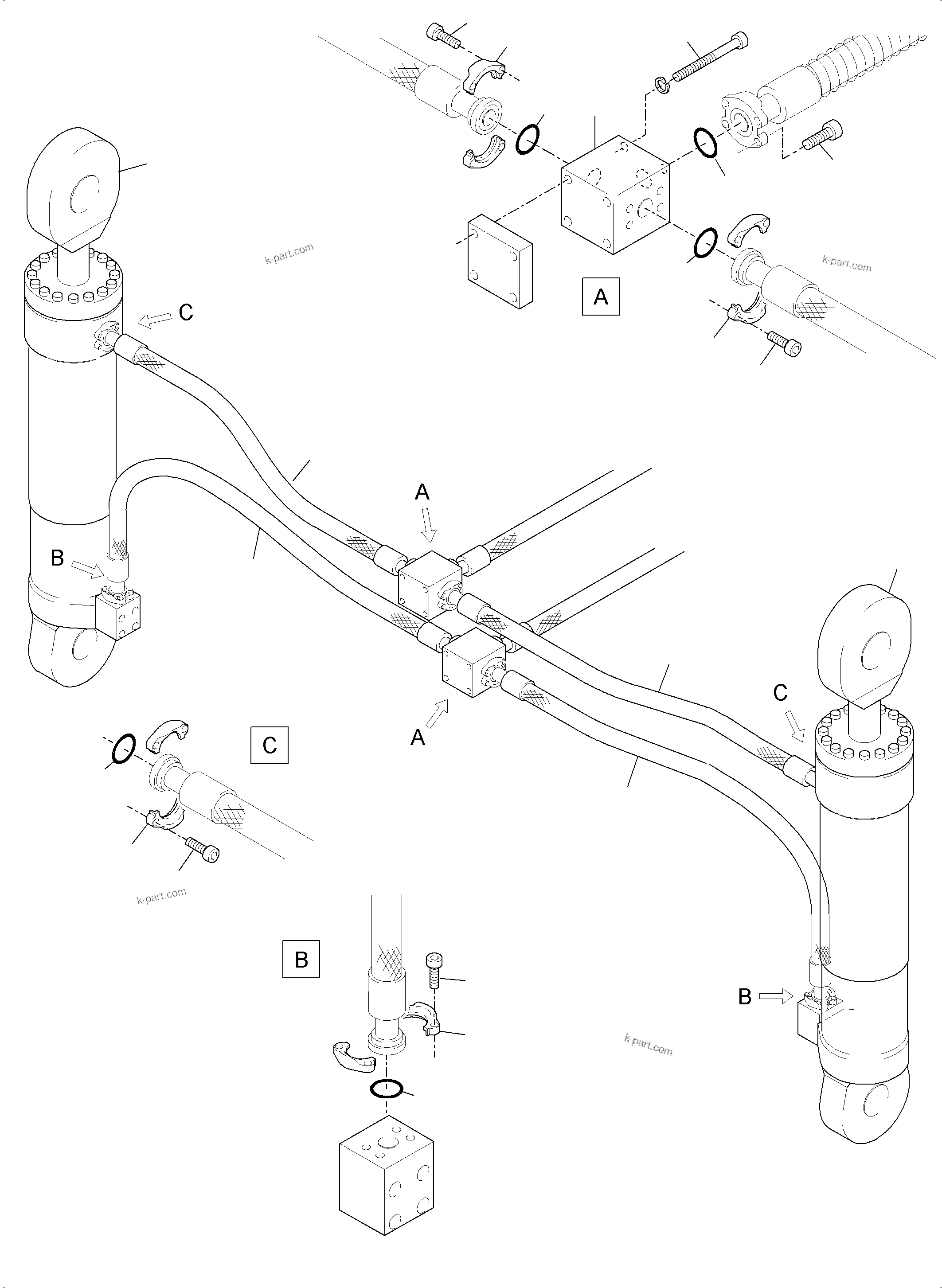 Komatsu parts book diagram for PC3000-6 S/N 46228: BULLCLAM BUCKET 15 CBM