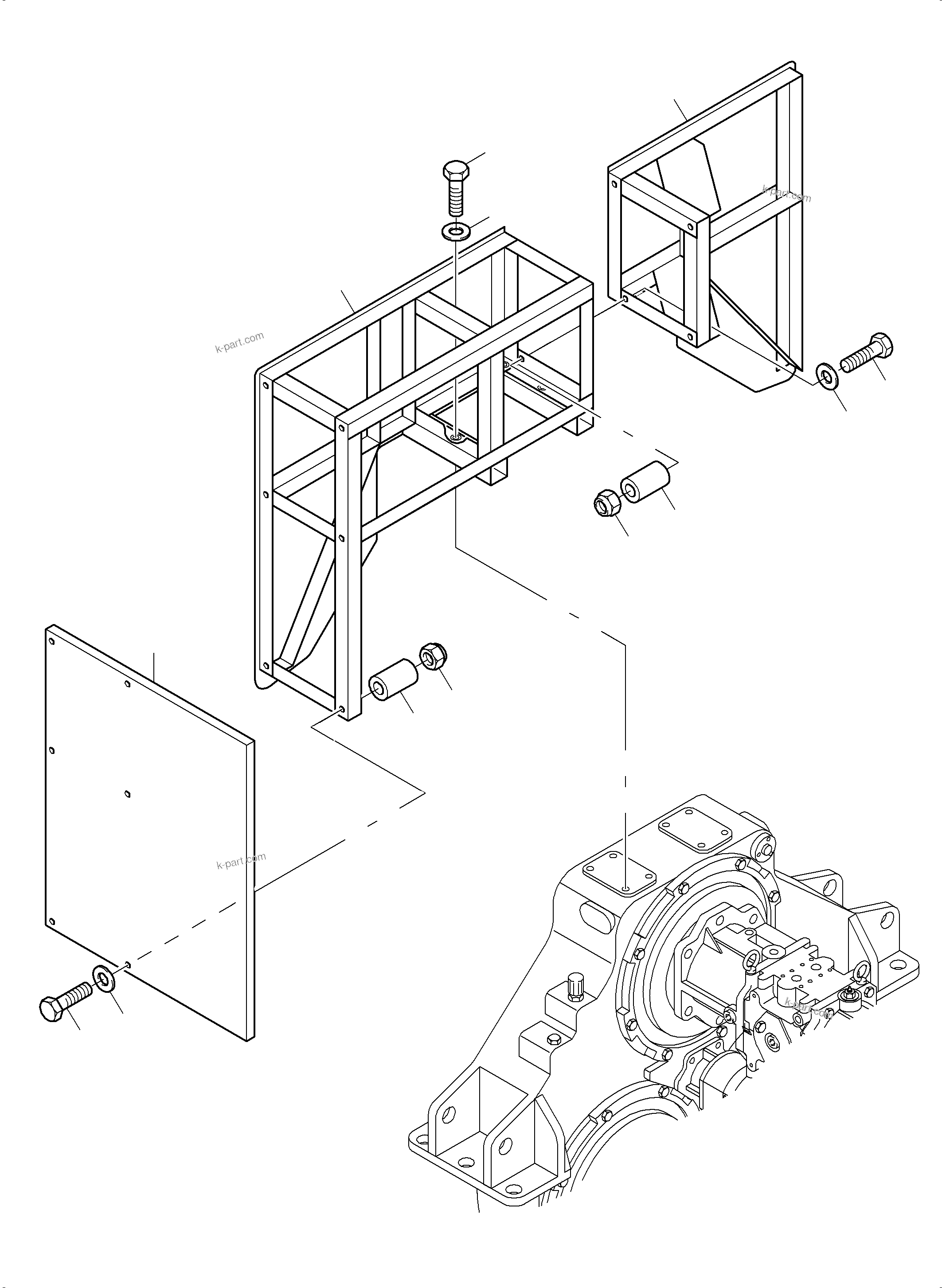 Komatsu parts book diagram for PC3000-6 S/N 46228: GUARD WALL PUMP DISTRIBUTOR GEAR (L&S)