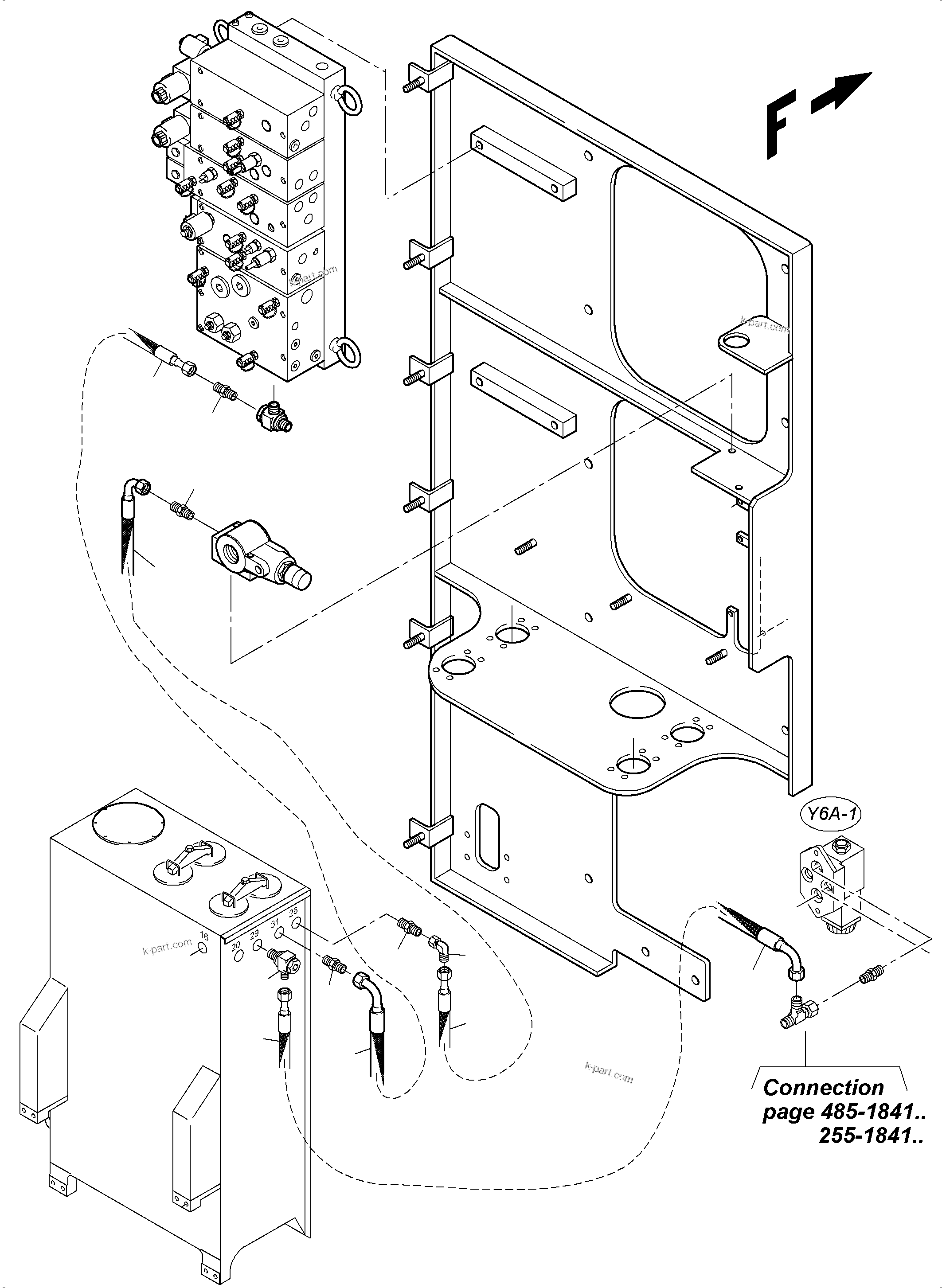 Komatsu parts book diagram for PC3000-6 S/N 46228: TANK LINES CONTROL- AND FILTER PLATE