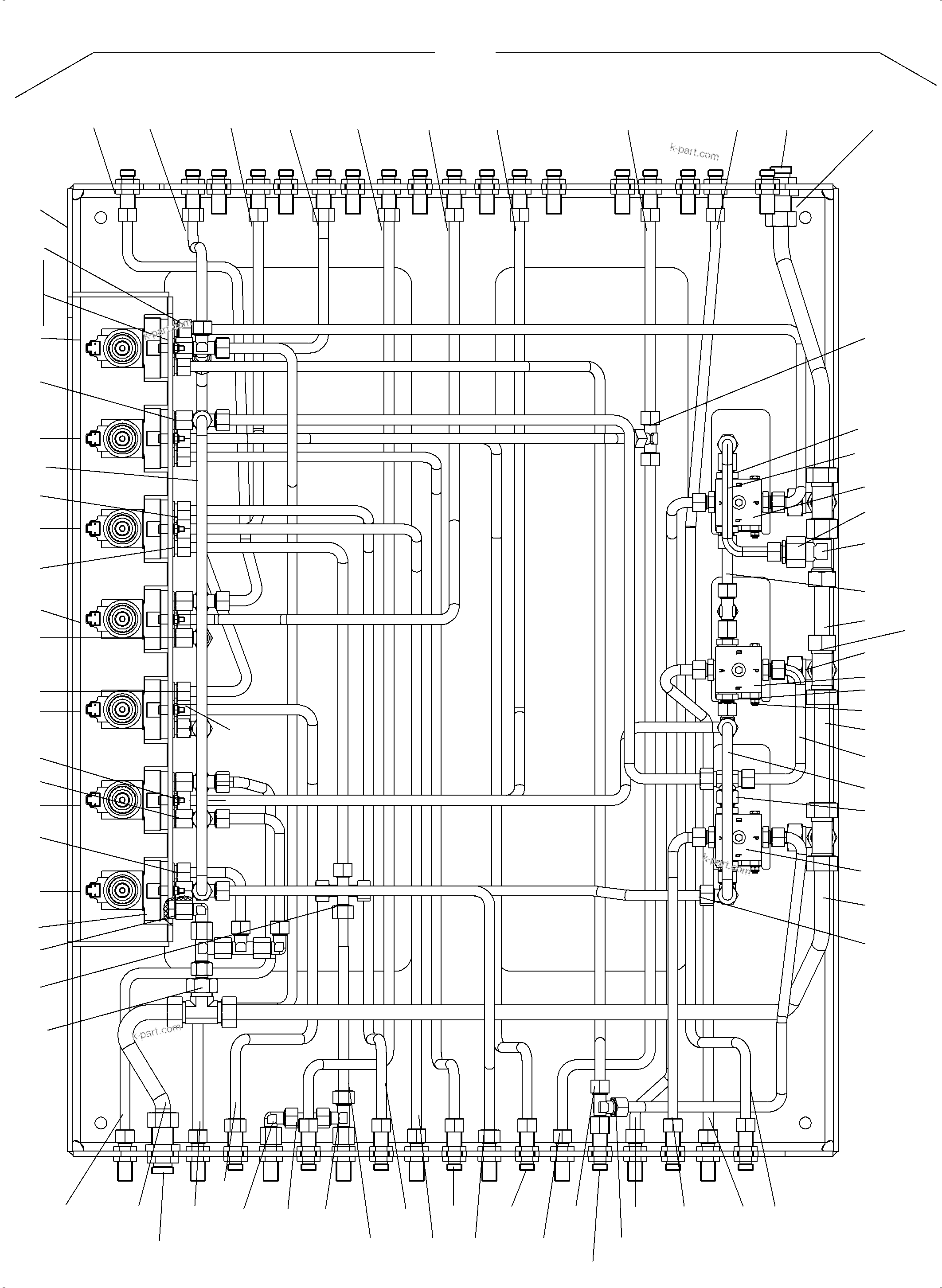 Komatsu parts book diagram for PC3000-6 S/N 46228: PIPES - PILOT CONTROL PLATE (BBE)