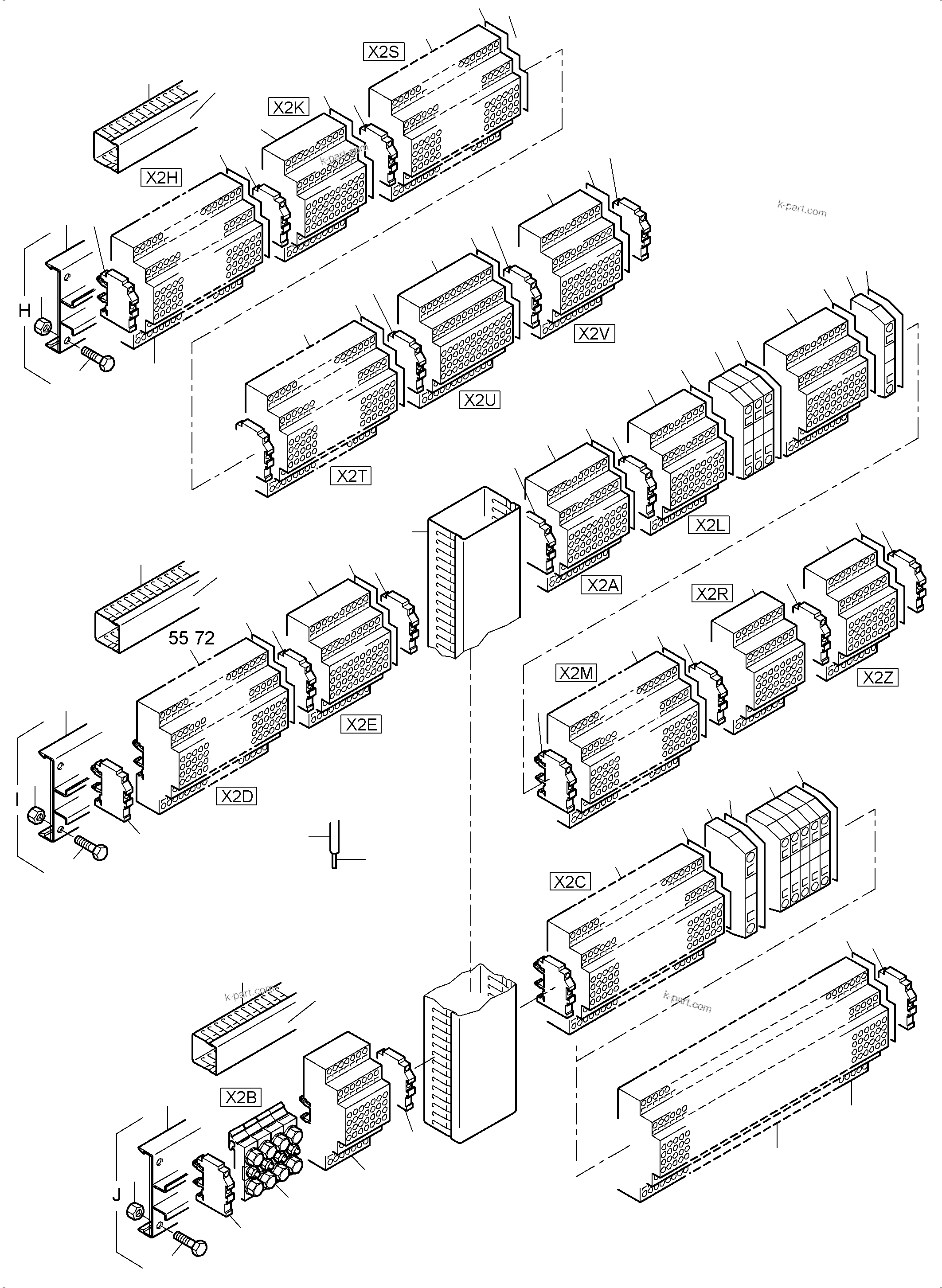 Komatsu parts book diagram for PC3000-6 S/N 46228: MAIN SWITCH BOX X2