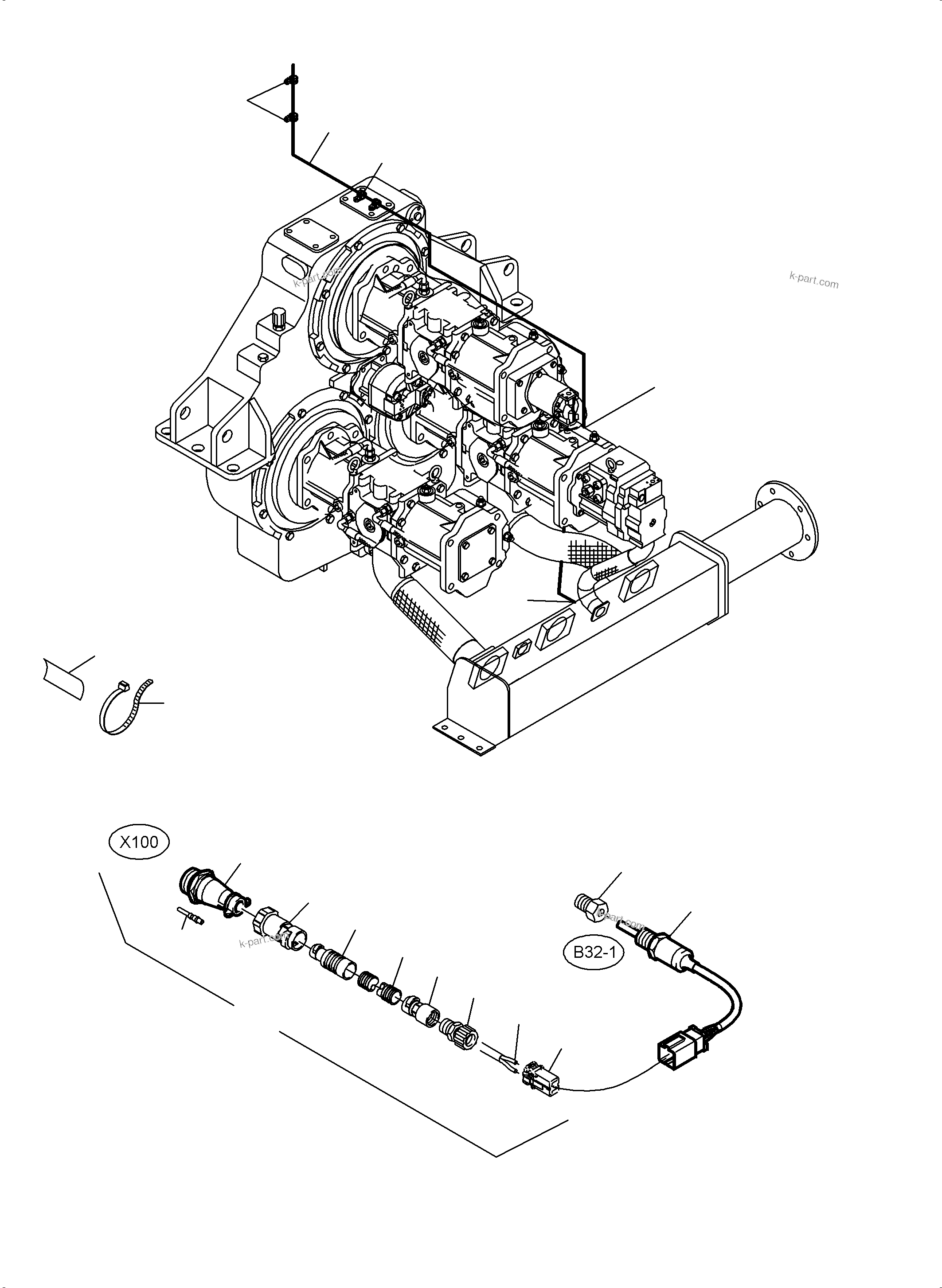 Komatsu parts book diagram for PC3000-6 S/N 46228: CABLES - PUMP DISTRIBUTOR GEAR