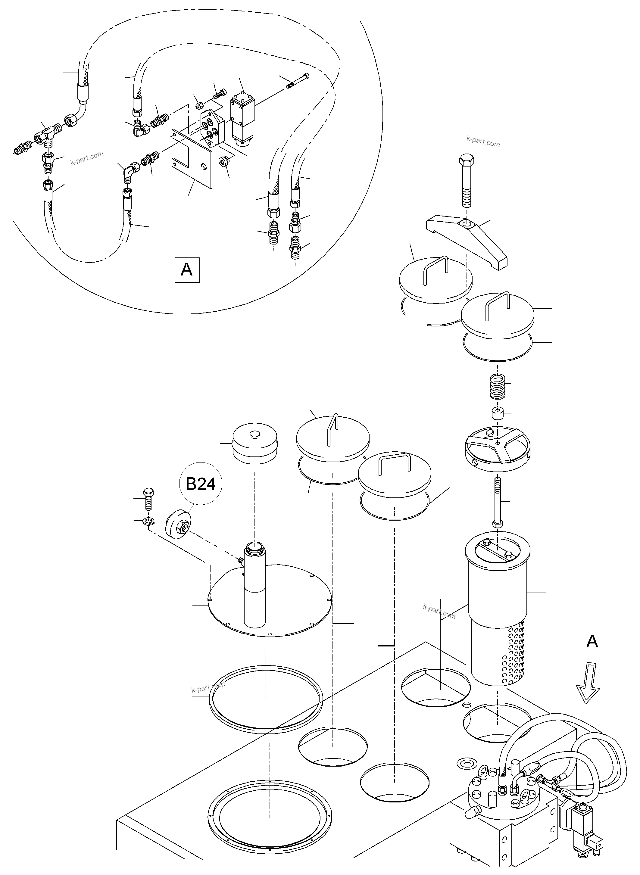Komatsu parts book diagram for PC3000-6 S/N 46228: MAIN OIL TANK
