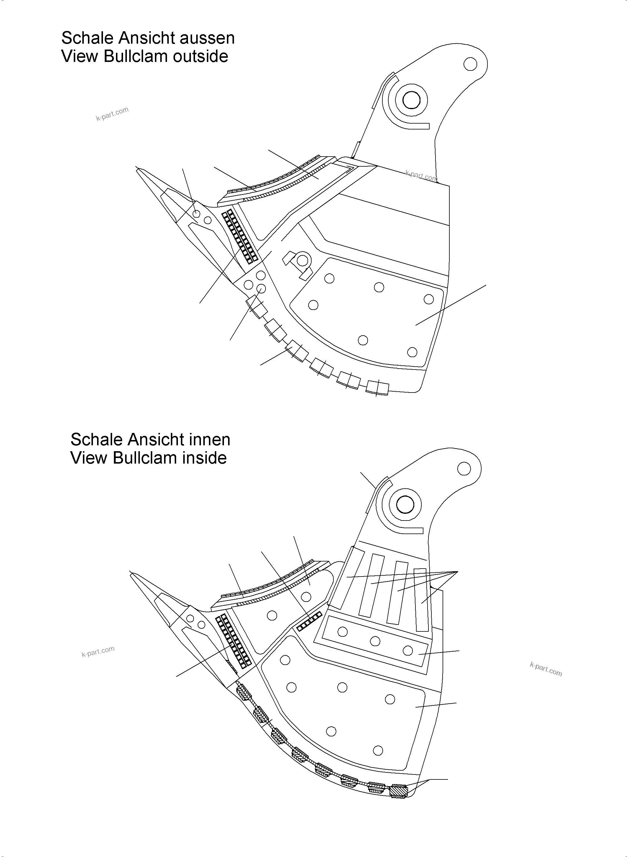 Komatsu parts book diagram for PC3000-6 S/N 46228: WEAR PACKAGE BACK PANEL AND BULLCLAM 12M3 WP4