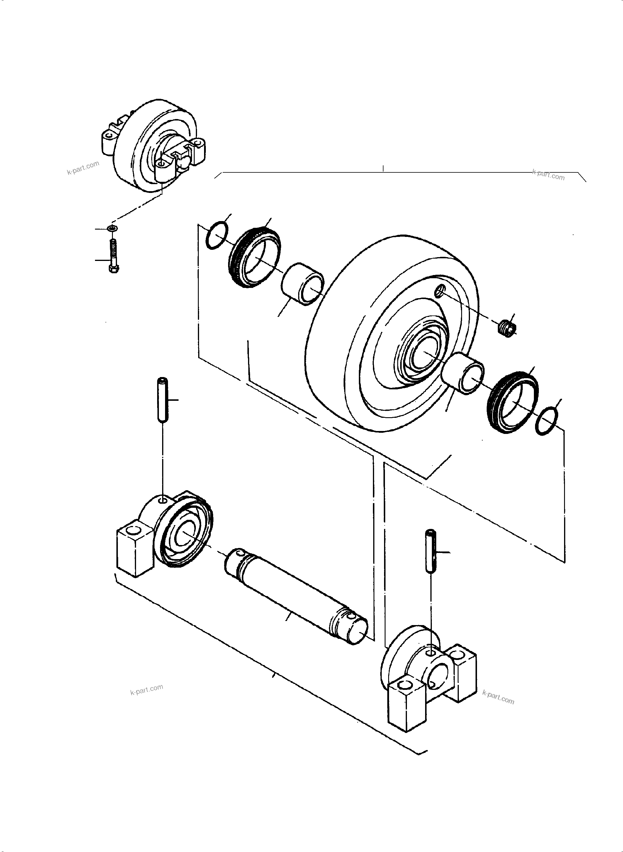 Komatsu parts book diagram for PC3000-6E S/N 46231: TOP ROLLER