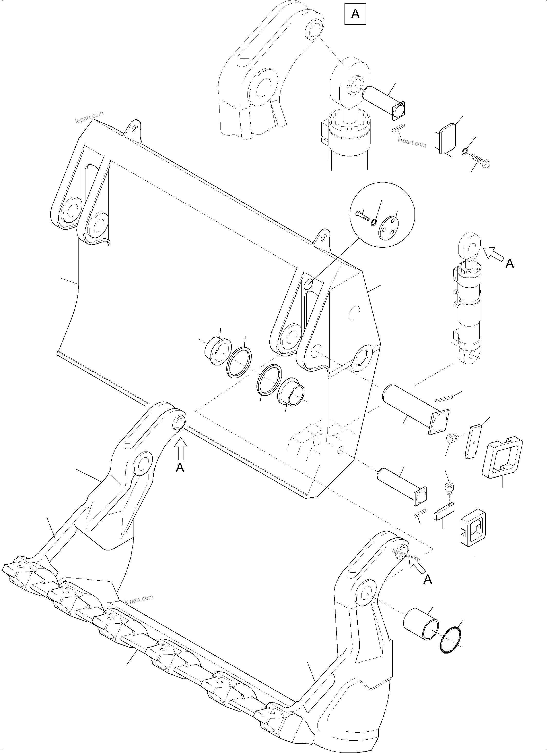 Komatsu parts book diagram for PC3000-6E S/N 46231: BULLCLAM BUCKET 15 CBM