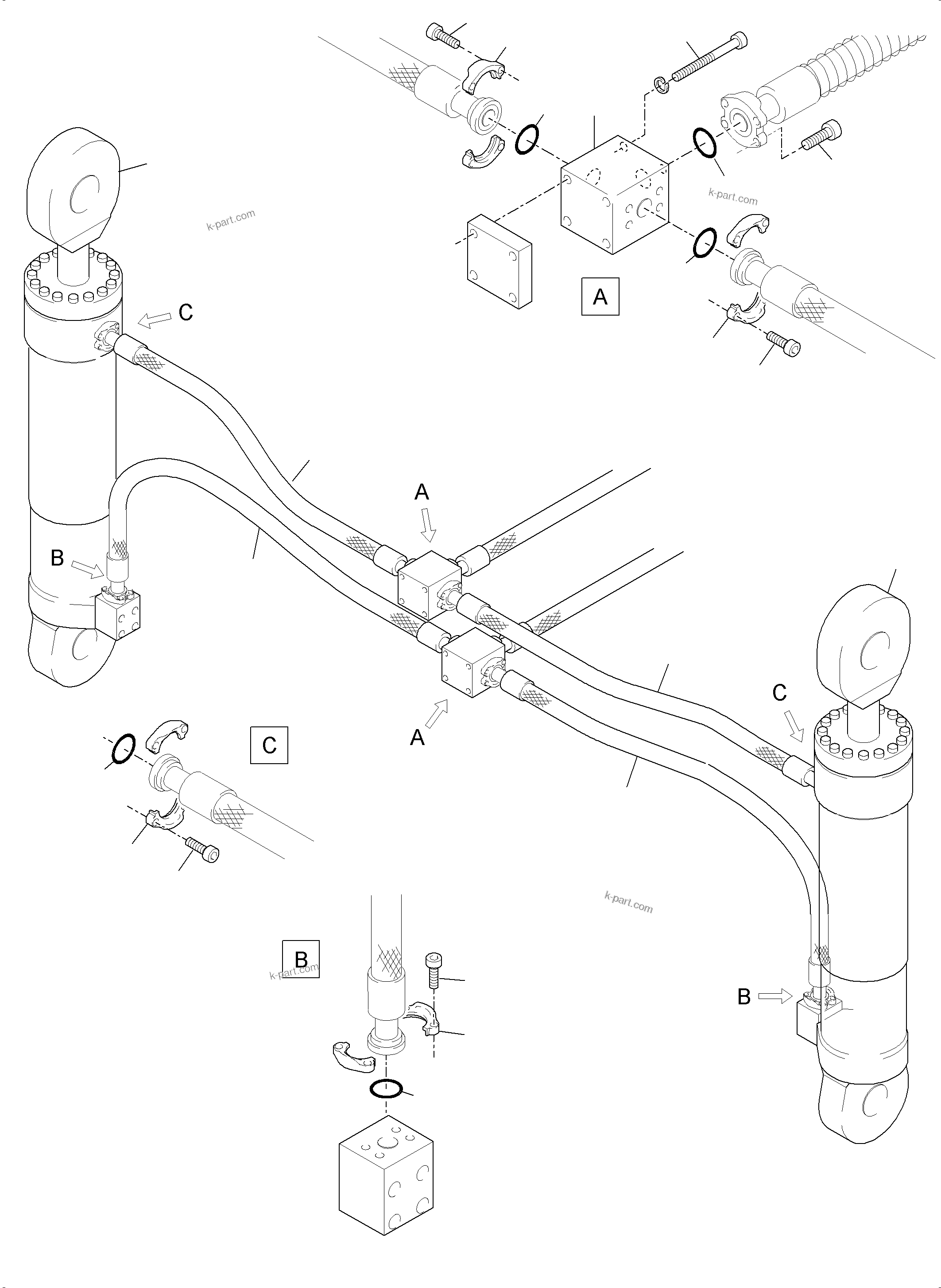 Komatsu parts book diagram for PC3000-6E S/N 46231: BULLCLAM BUCKET 15 CBM