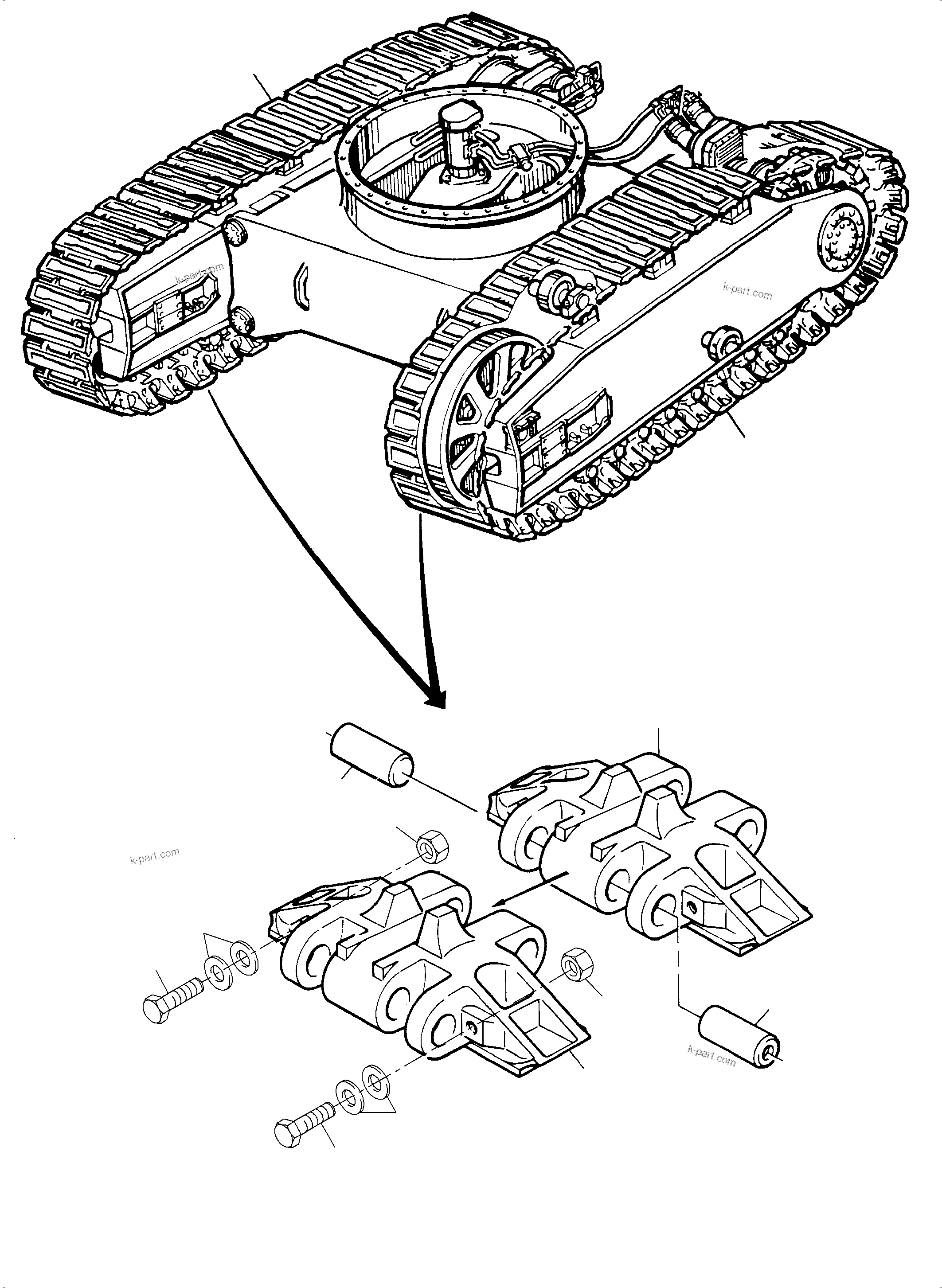 Komatsu parts book diagram for PC3000-6E S/N 46231: TRACK GROUP