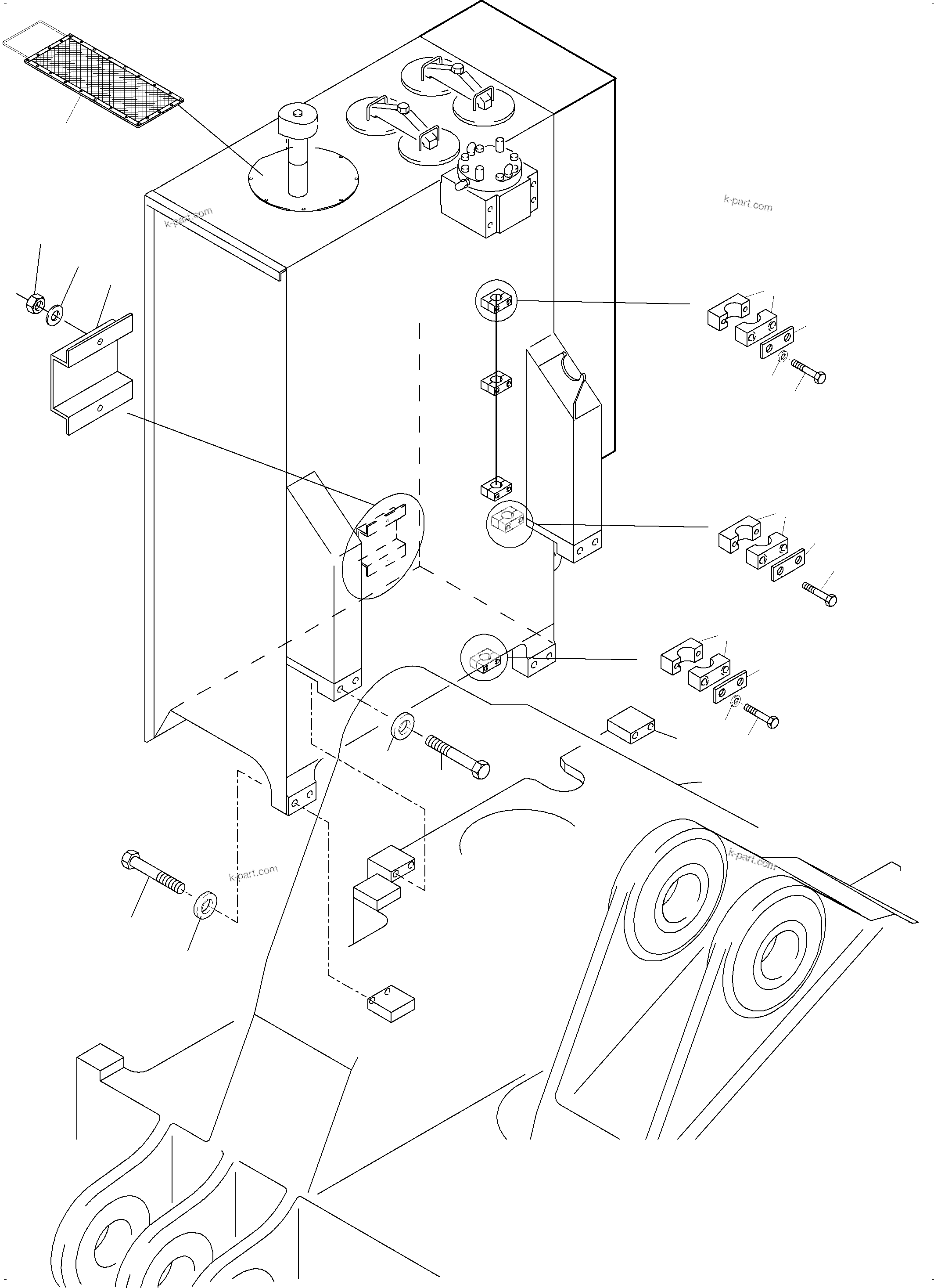 Komatsu parts book diagram for PC3000-6E S/N 46231: MAIN OIL TANK