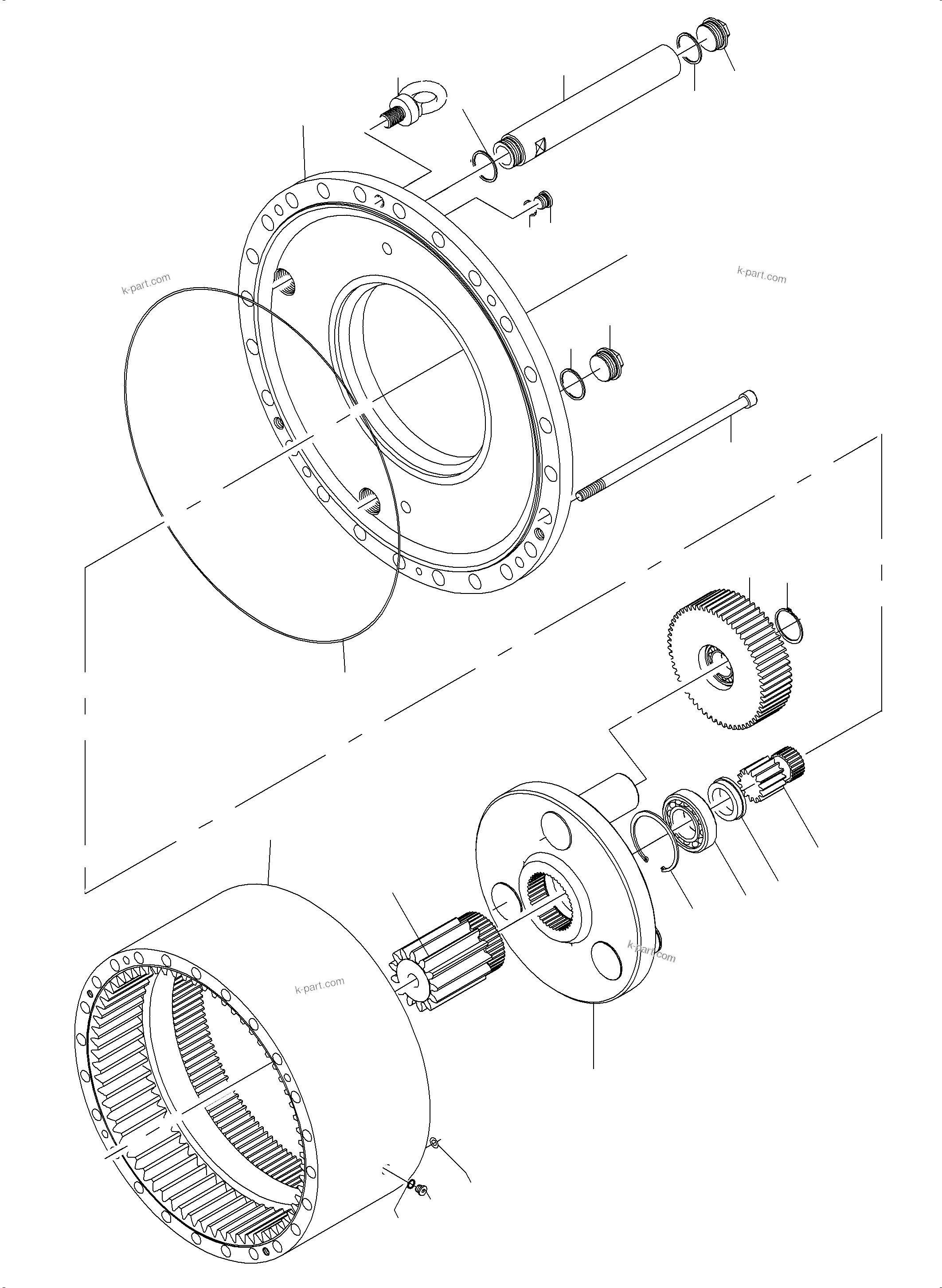 Komatsu parts book diagram for PC3000-6E S/N 46231: SLEW GEAR