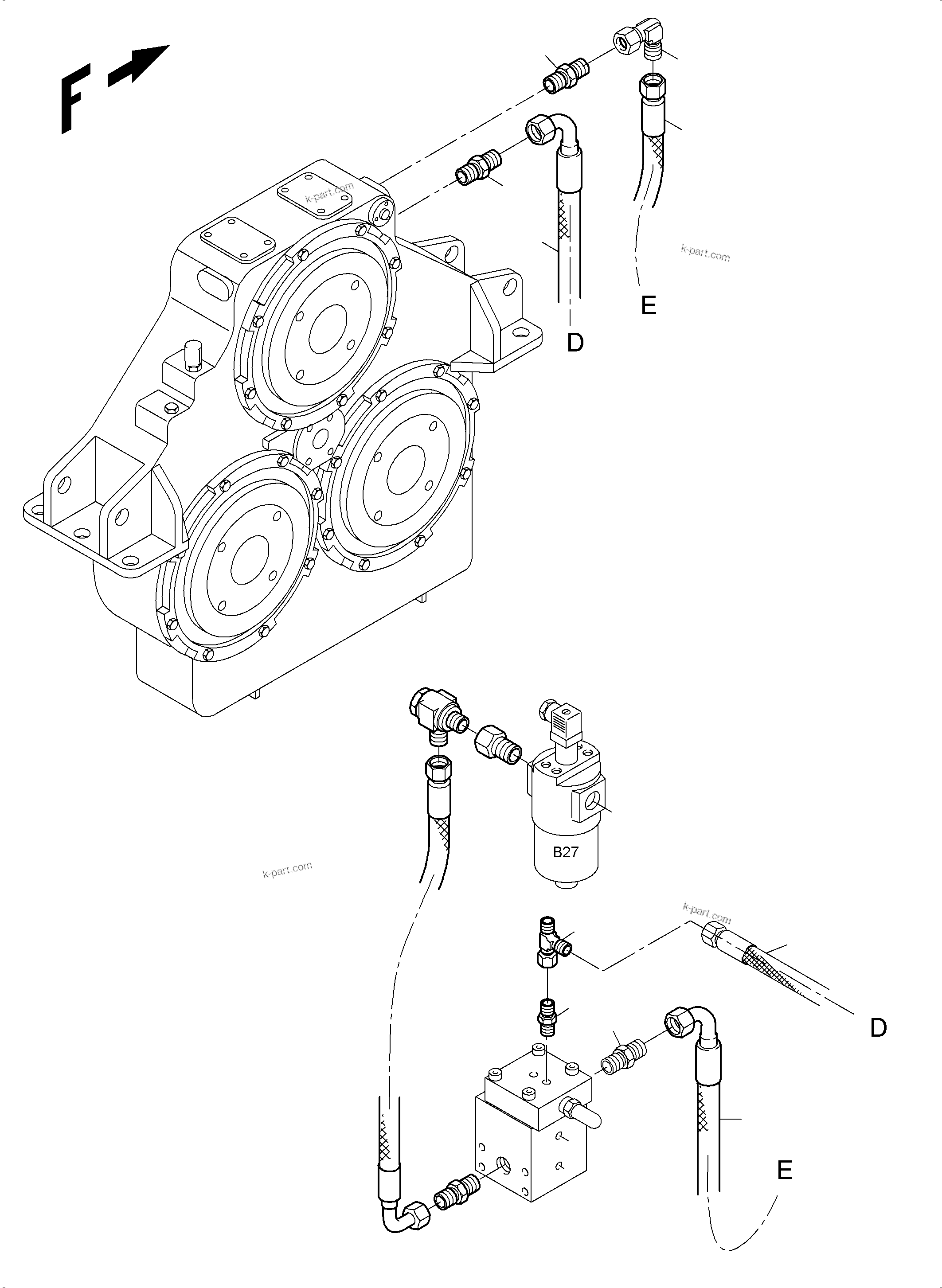 Komatsu parts book diagram for PC3000-6E S/N 46231: CONTROL- AND FILTER PLATE
