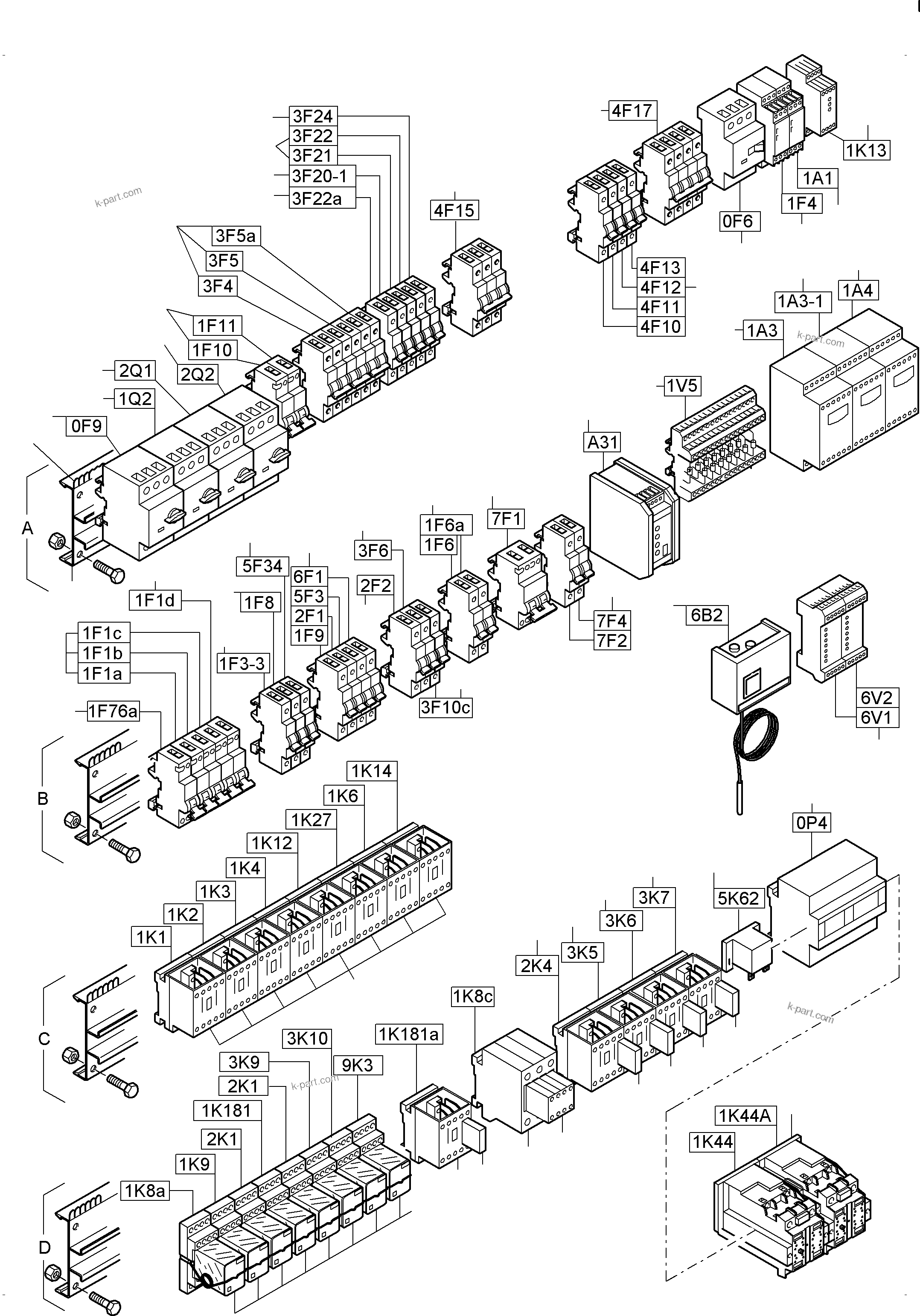 Komatsu parts book diagram for PC3000-6E S/N 46231: ELECTRIC-MOUNTING PLATE - NS