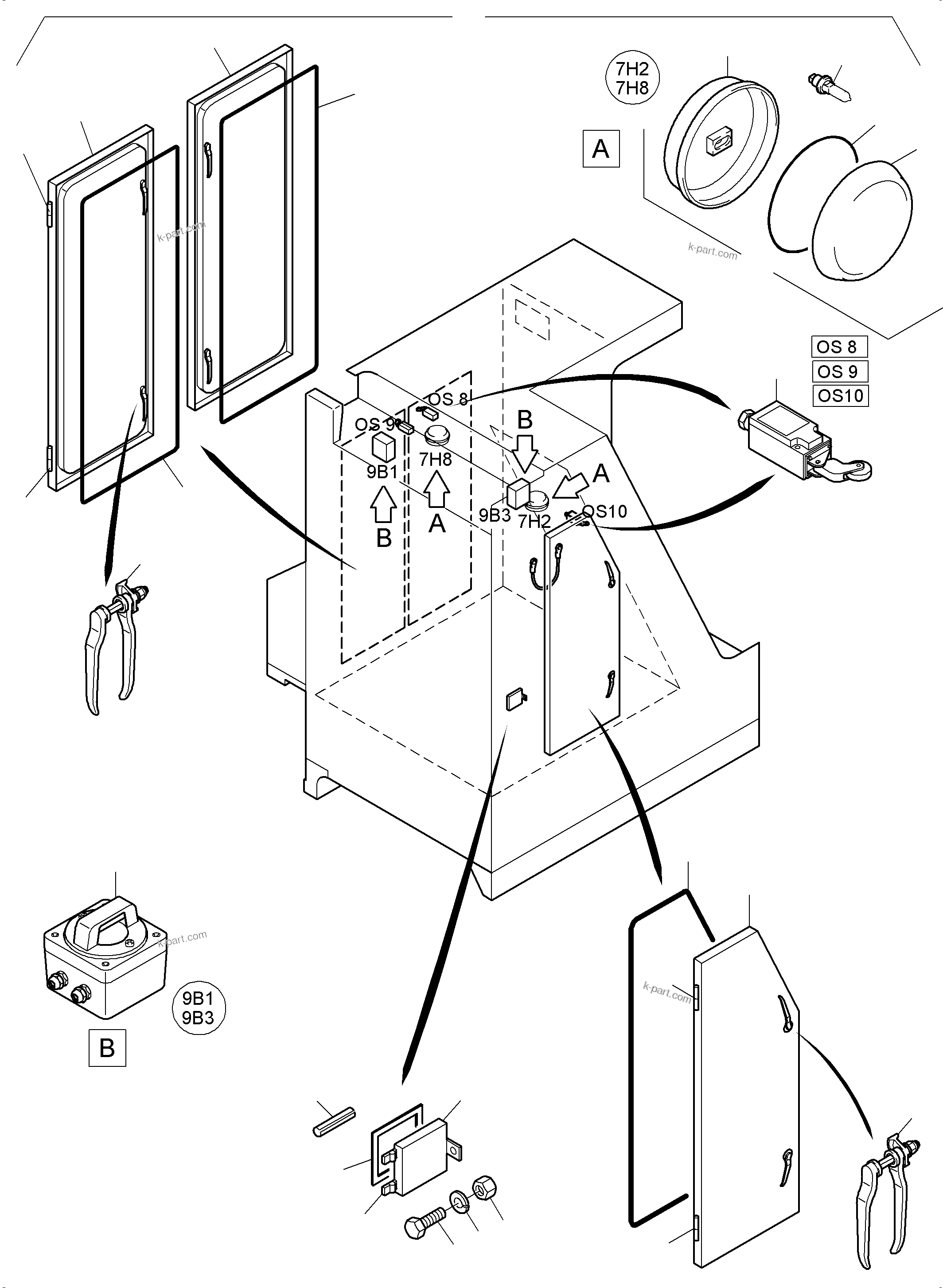 Komatsu parts book diagram for PC3000-6E S/N 46231: SWITCH CABINET