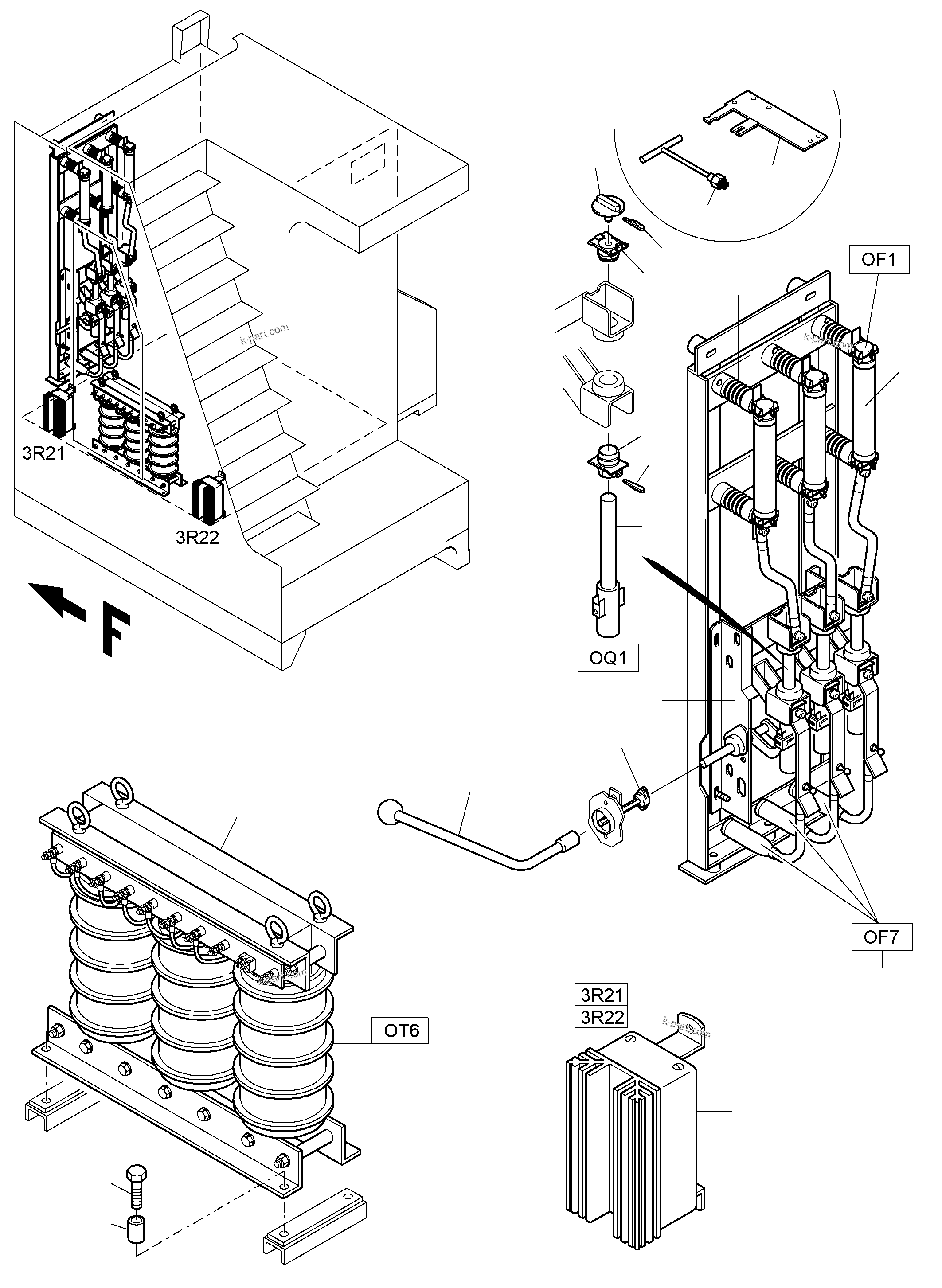 Komatsu parts book diagram for PC3000-6E S/N 46231: SWITCH CABINET