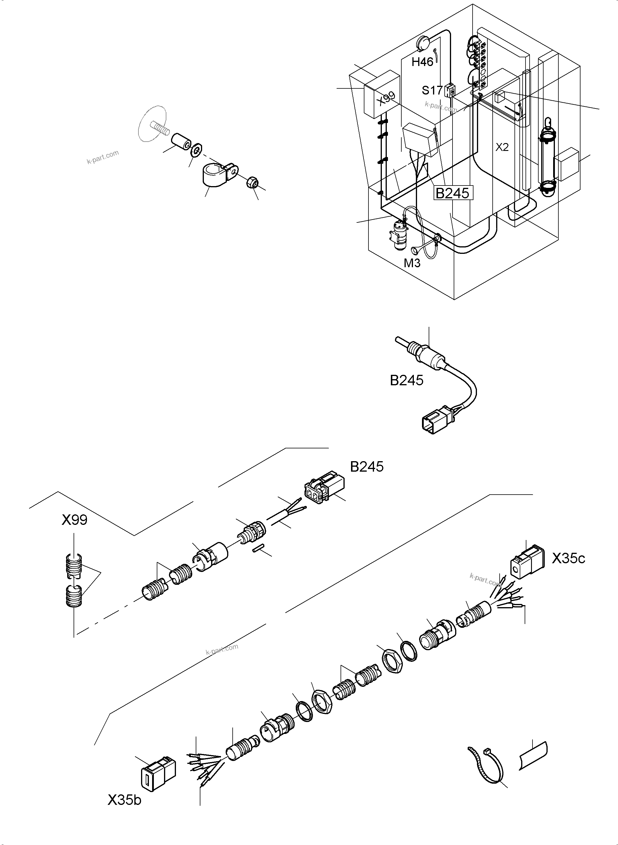 Komatsu parts book diagram for PC3000-6E S/N 46231: ELECTRIC - CAB SUPPORT KOMTRAX PLUS