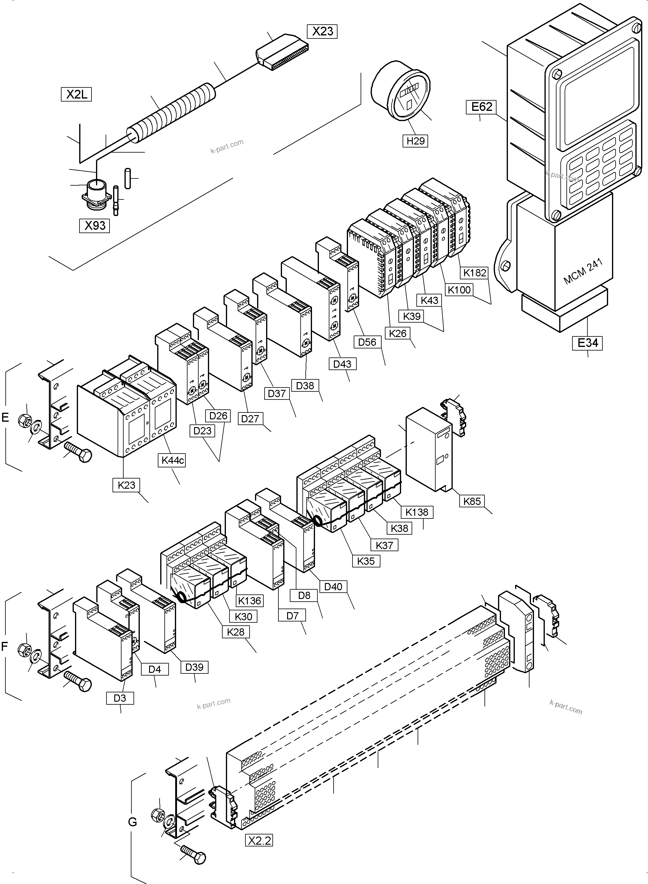Komatsu parts book diagram for PC3000-6E S/N 46231: MAIN SWITCH BOX X2 IN CAB SUPPORT KOMTRAX