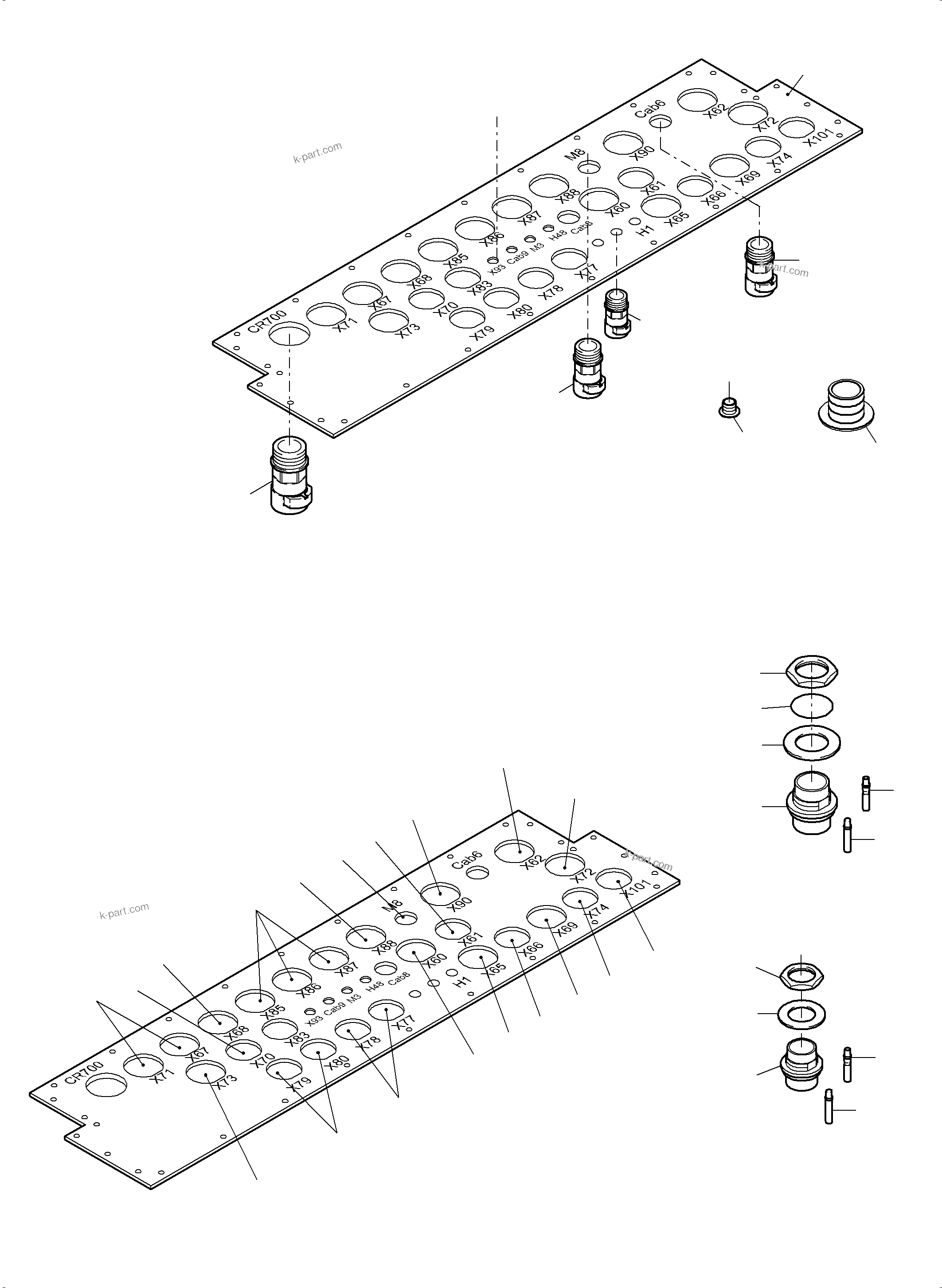 Komatsu parts book diagram for PC3000-6E S/N 46231: MAIN SWITCH BOX X2 IN CAB SUPPORT KOMTRAX