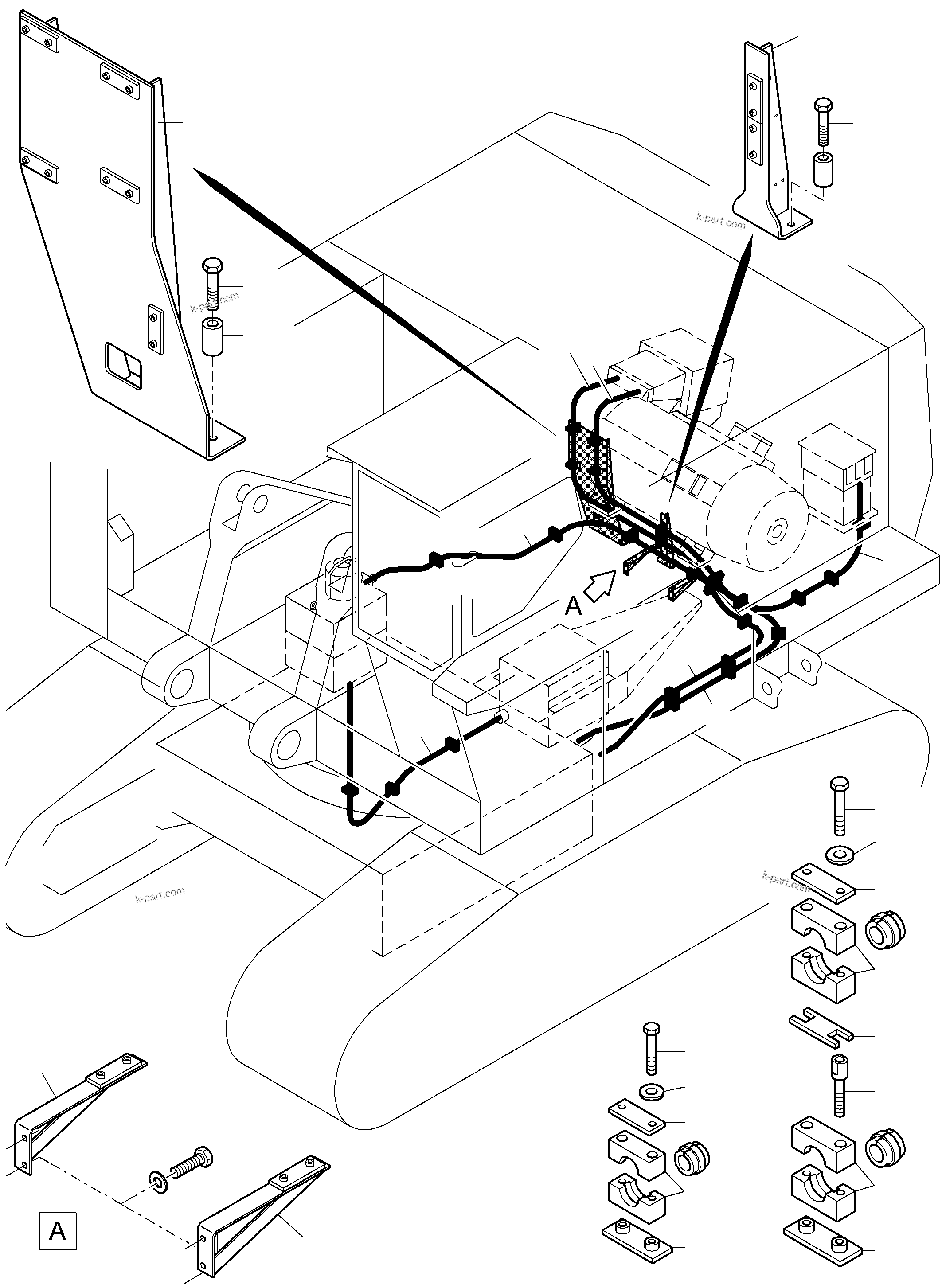 Komatsu parts book diagram for PC3000-6E S/N 46231: HIGH VOLTAGE CABLE