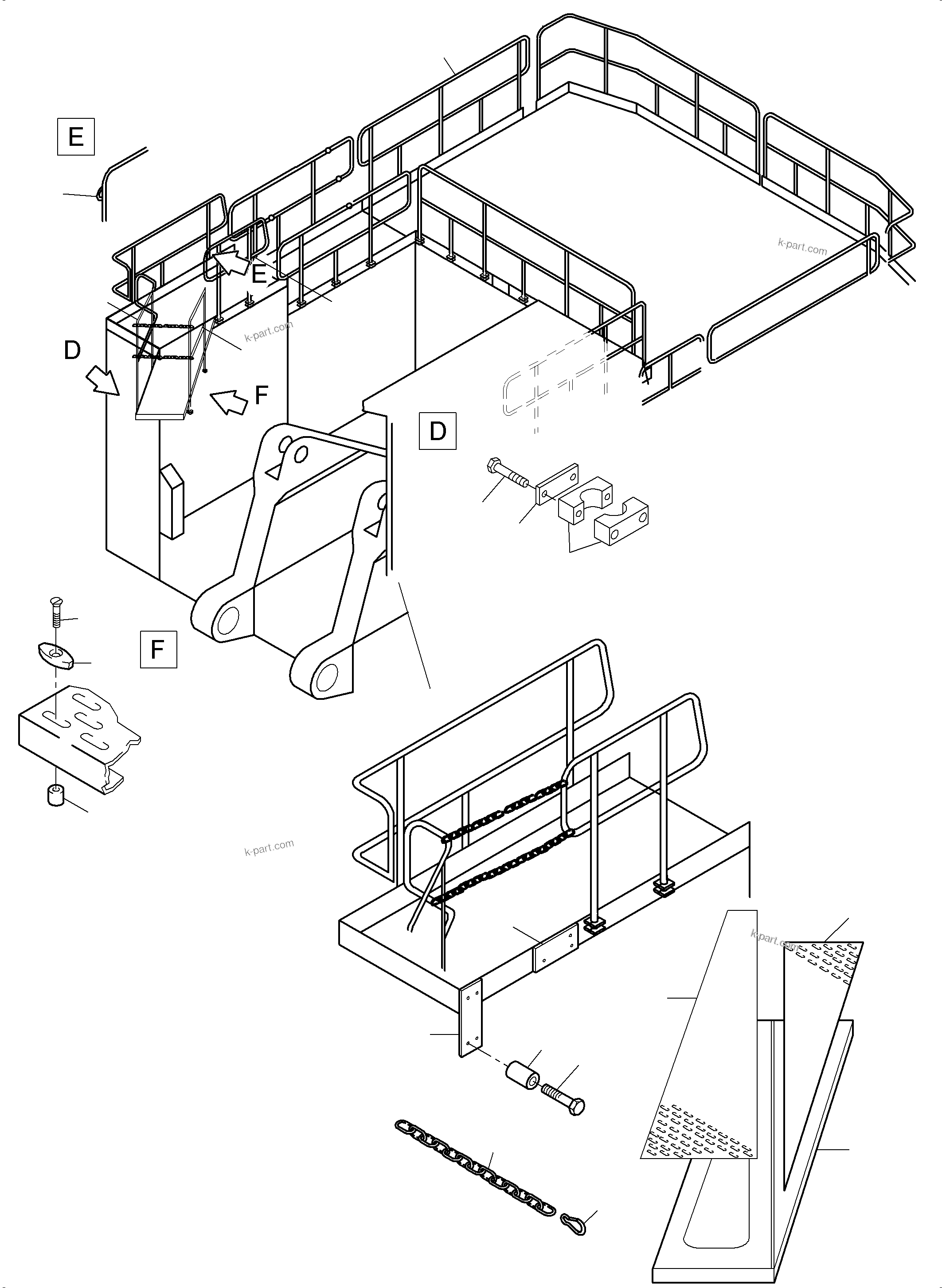 Komatsu parts book diagram for PC3000-6E S/N 46231: LADDERS AND RAILS