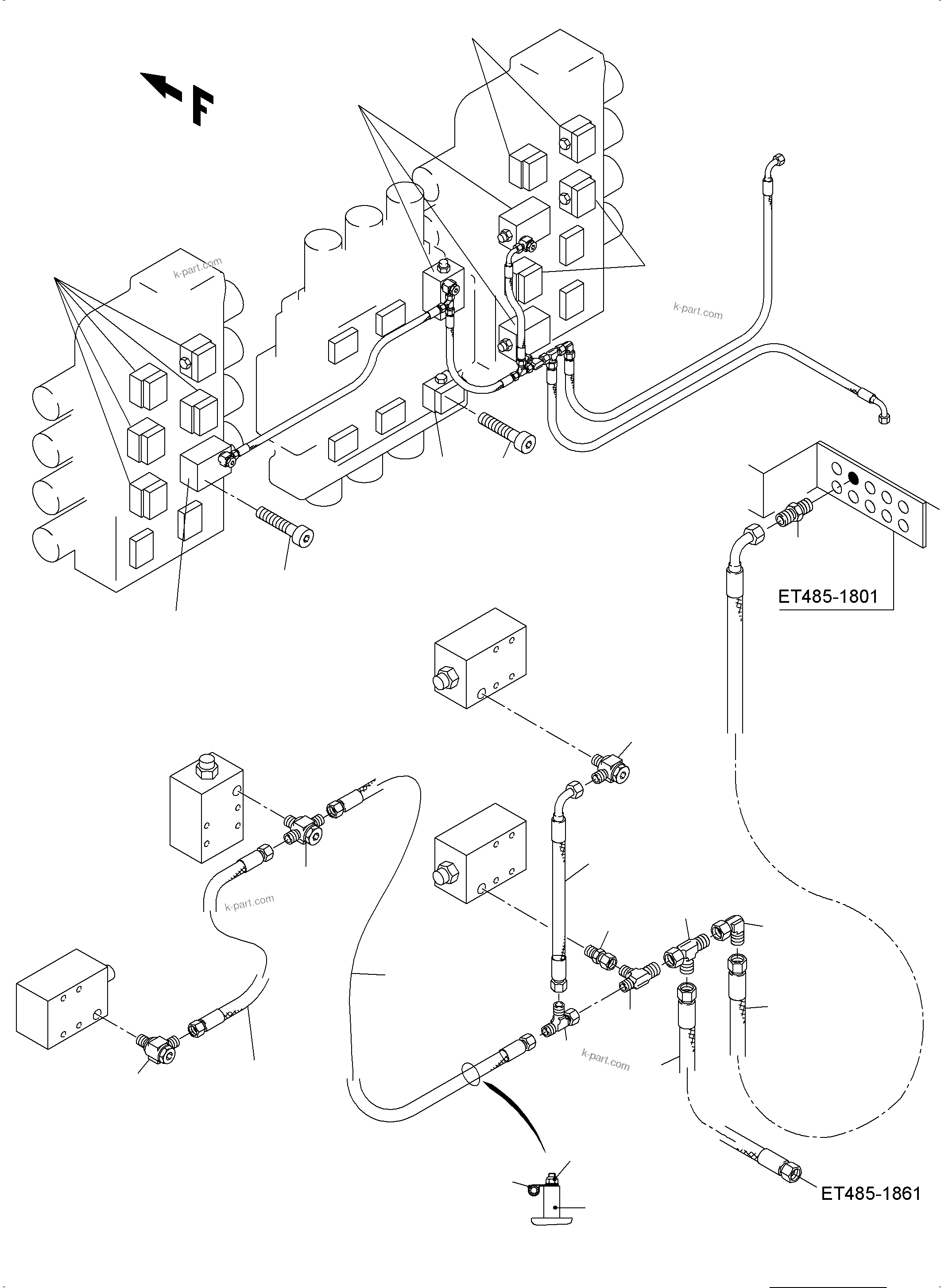 Komatsu parts book diagram for PC3000-6 S/N 46247: VALVES ON CONTROL BLOCKS (BE)