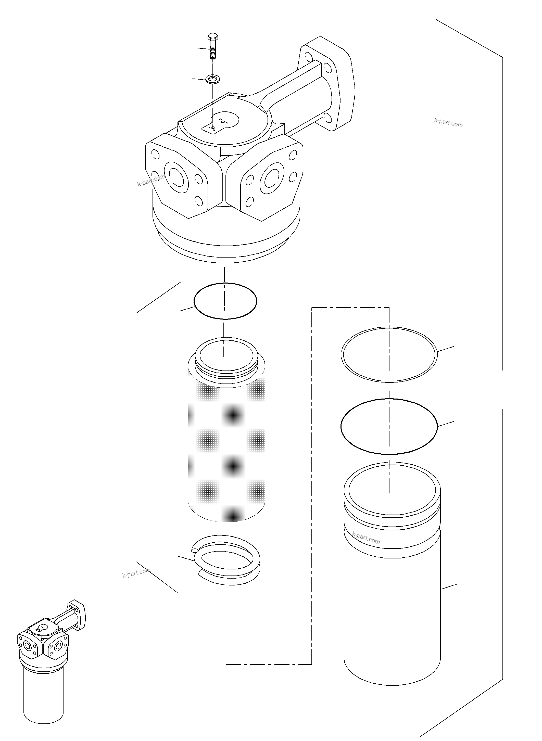 Komatsu parts book diagram for PC3000-6 S/N 46247: H. P. FILTER