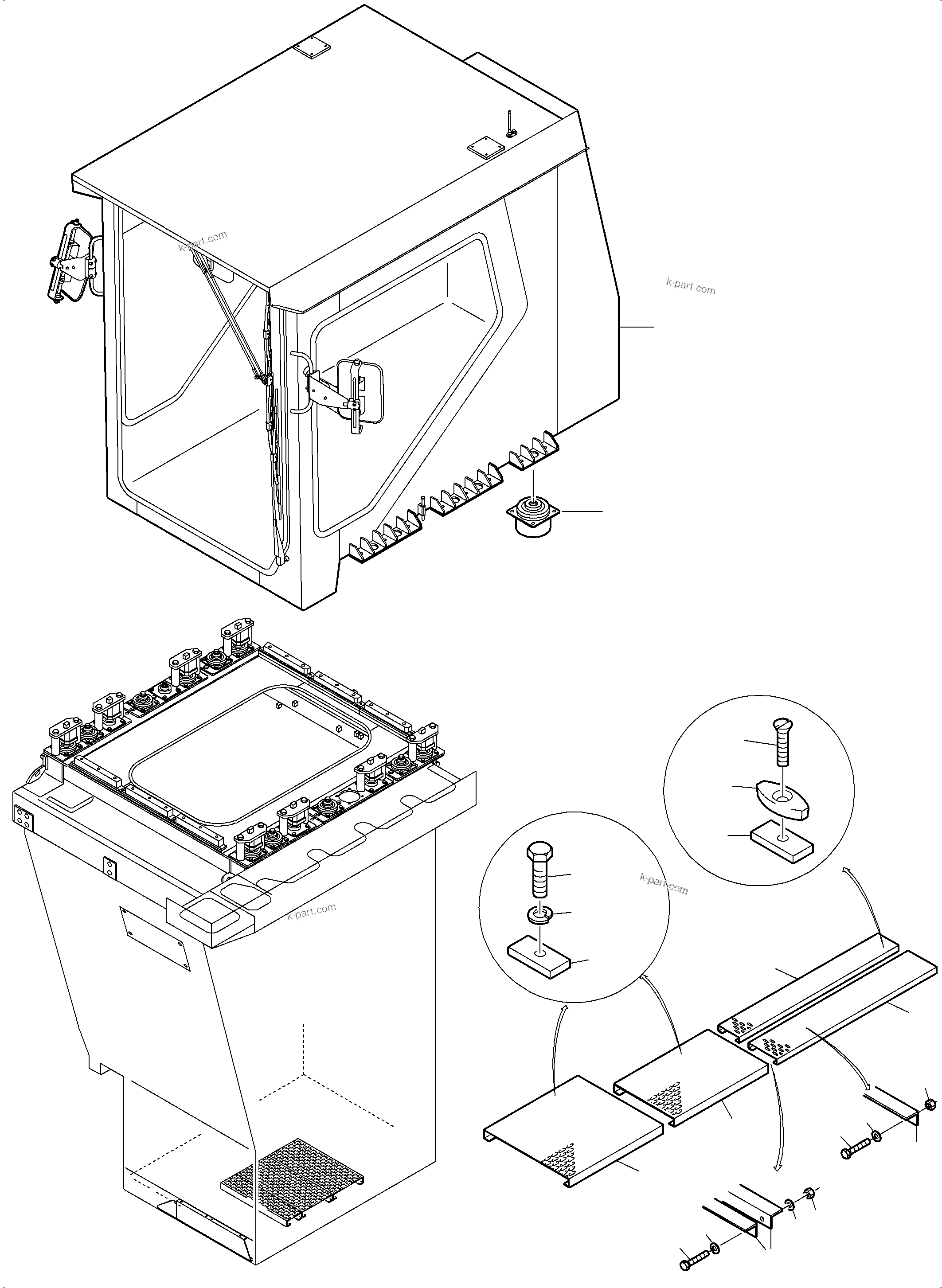 Komatsu parts book diagram for PC3000-6 S/N 46247: OPERATORґS CAB ARR.