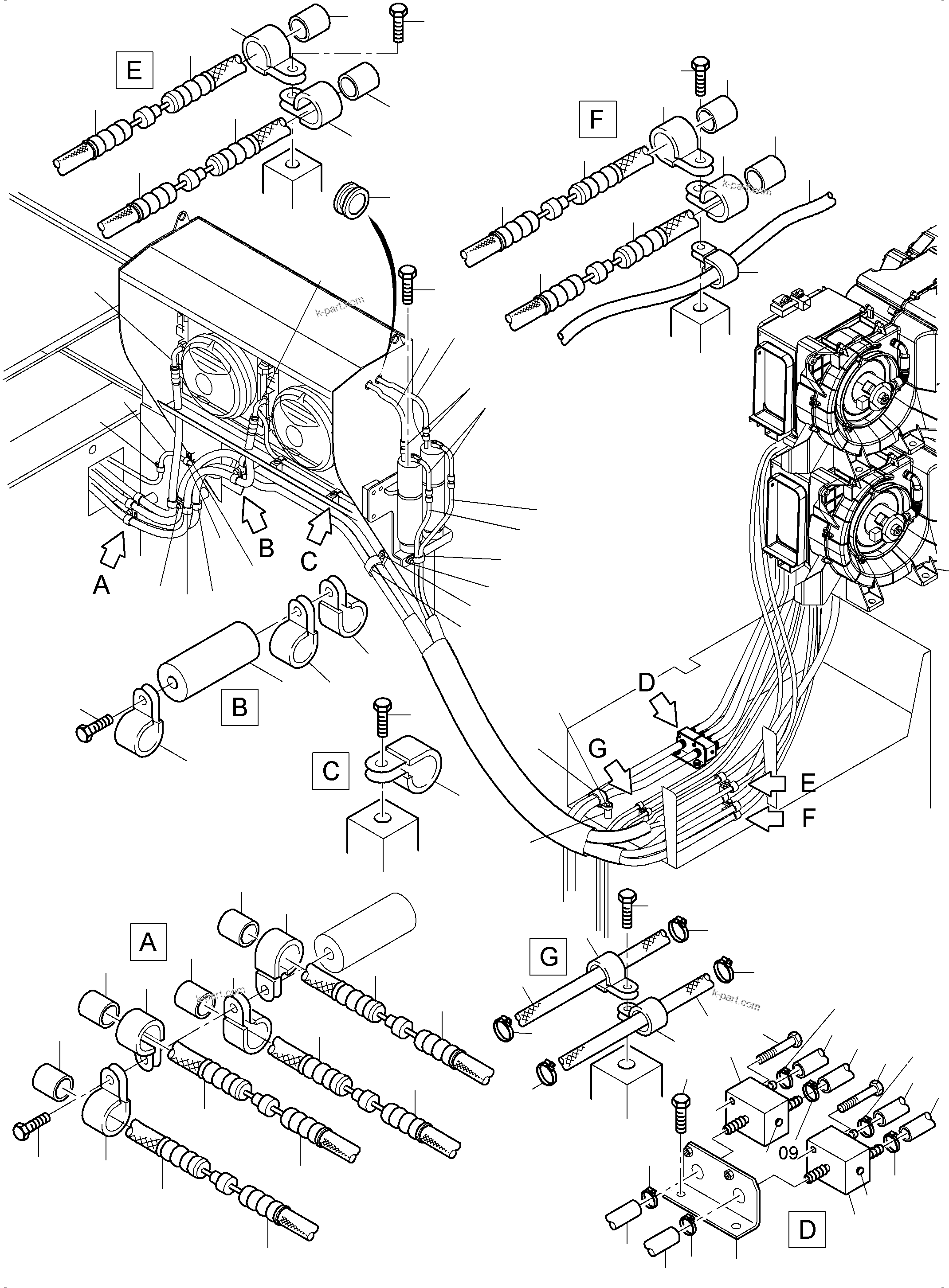 Komatsu parts book diagram for PC3000-6 S/N 46247: LINES CONDENSER AIR CONDITIONER