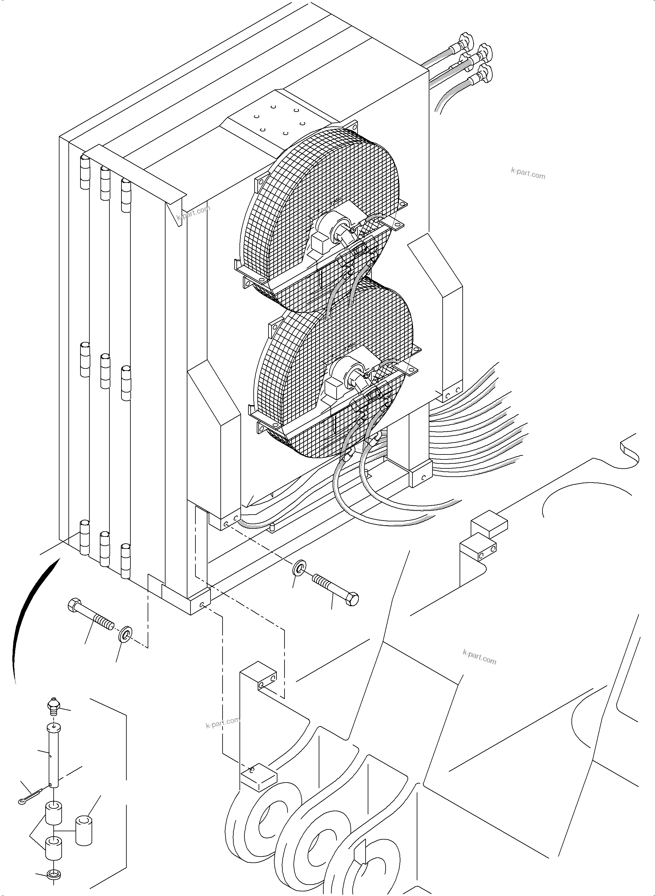 Komatsu parts book diagram for PC3000-6 S/N 46247: OIL COOLER SYSTEM 55 DEGREE