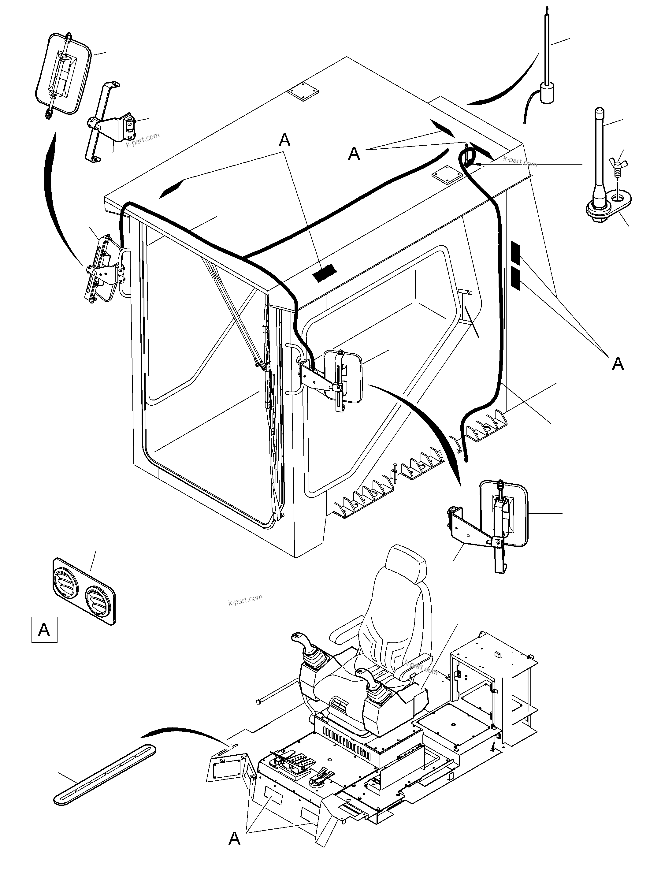 Komatsu parts book diagram for PC3000-6 S/N 46247: OPERATOR'S CAB