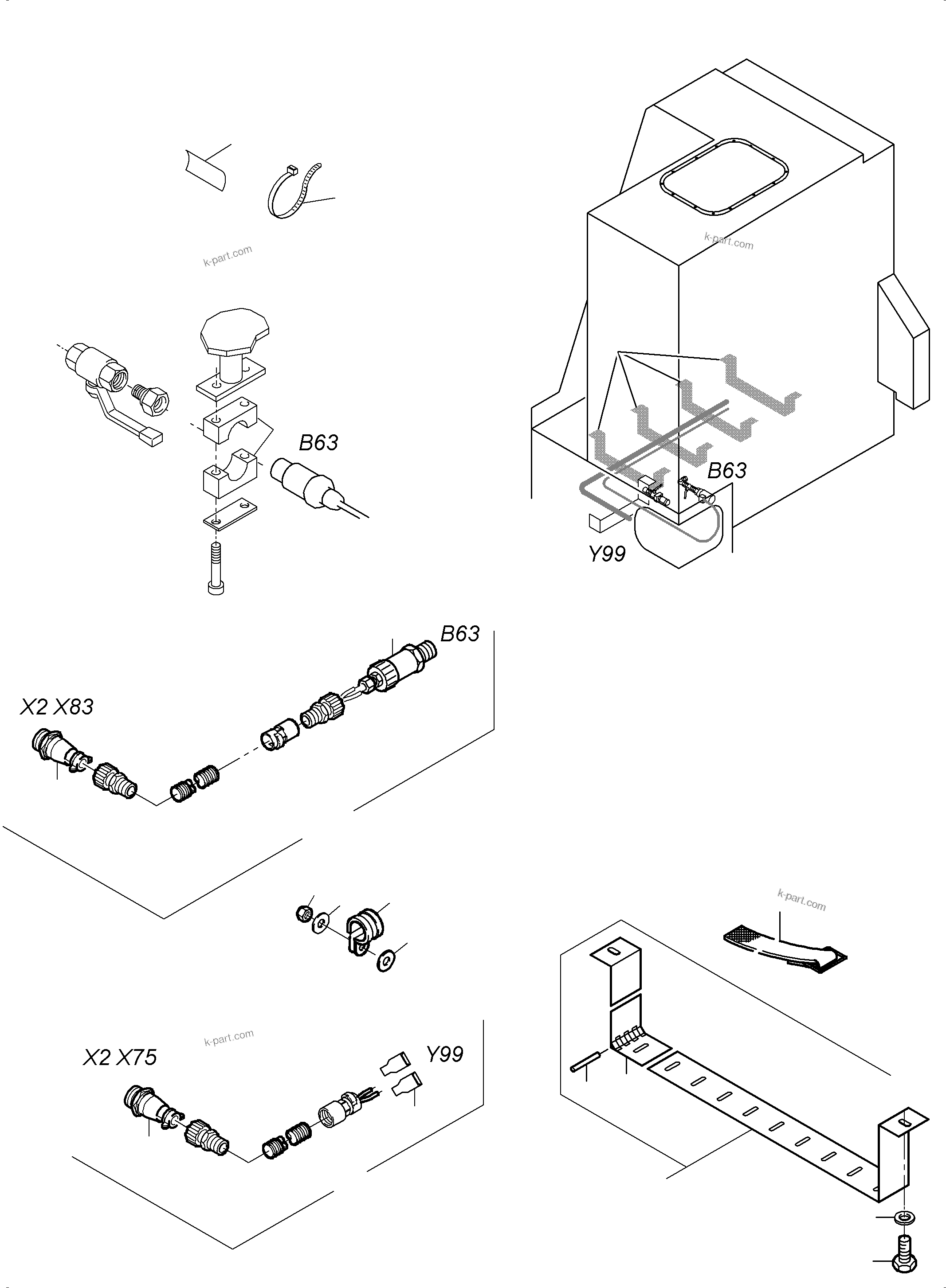Komatsu parts book diagram for PC3000-6 S/N 46247: CABLES - TANK SENSOR - CHECK VALVE