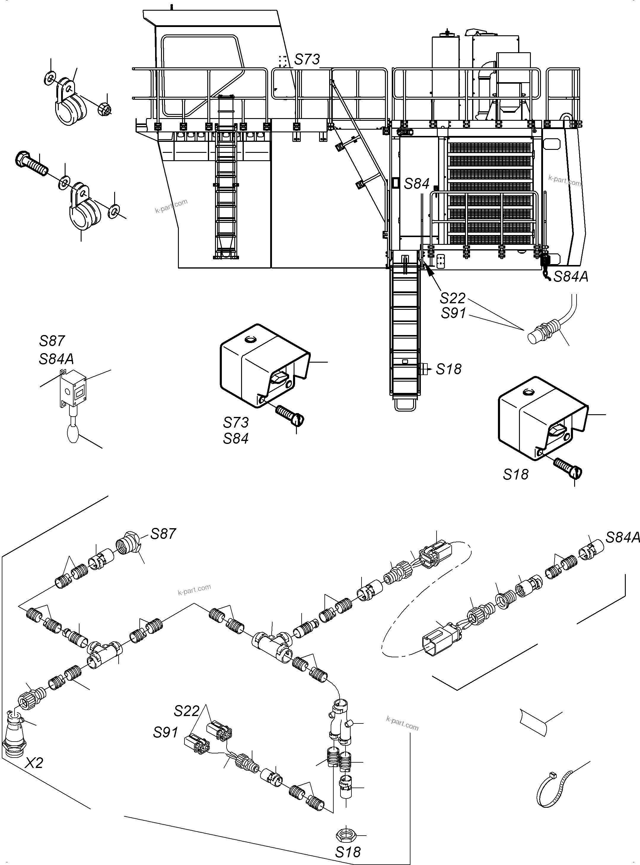 Komatsu parts book diagram for PC3000-6 S/N 46247: ELECTRIC PARTS - LADDER