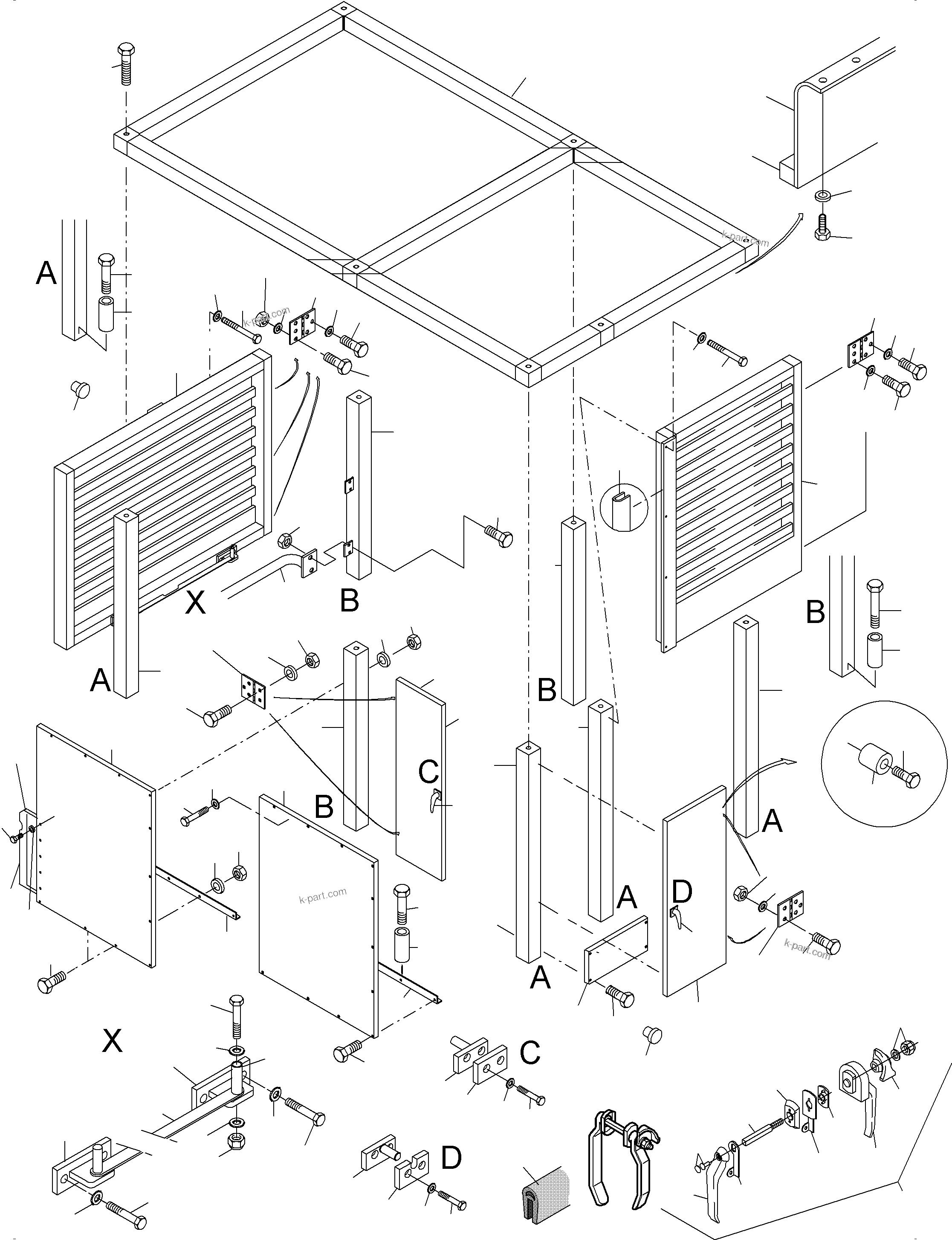 Komatsu parts book diagram for PC3000-6 S/N 46247: COVERING - ENGINE HOUSING