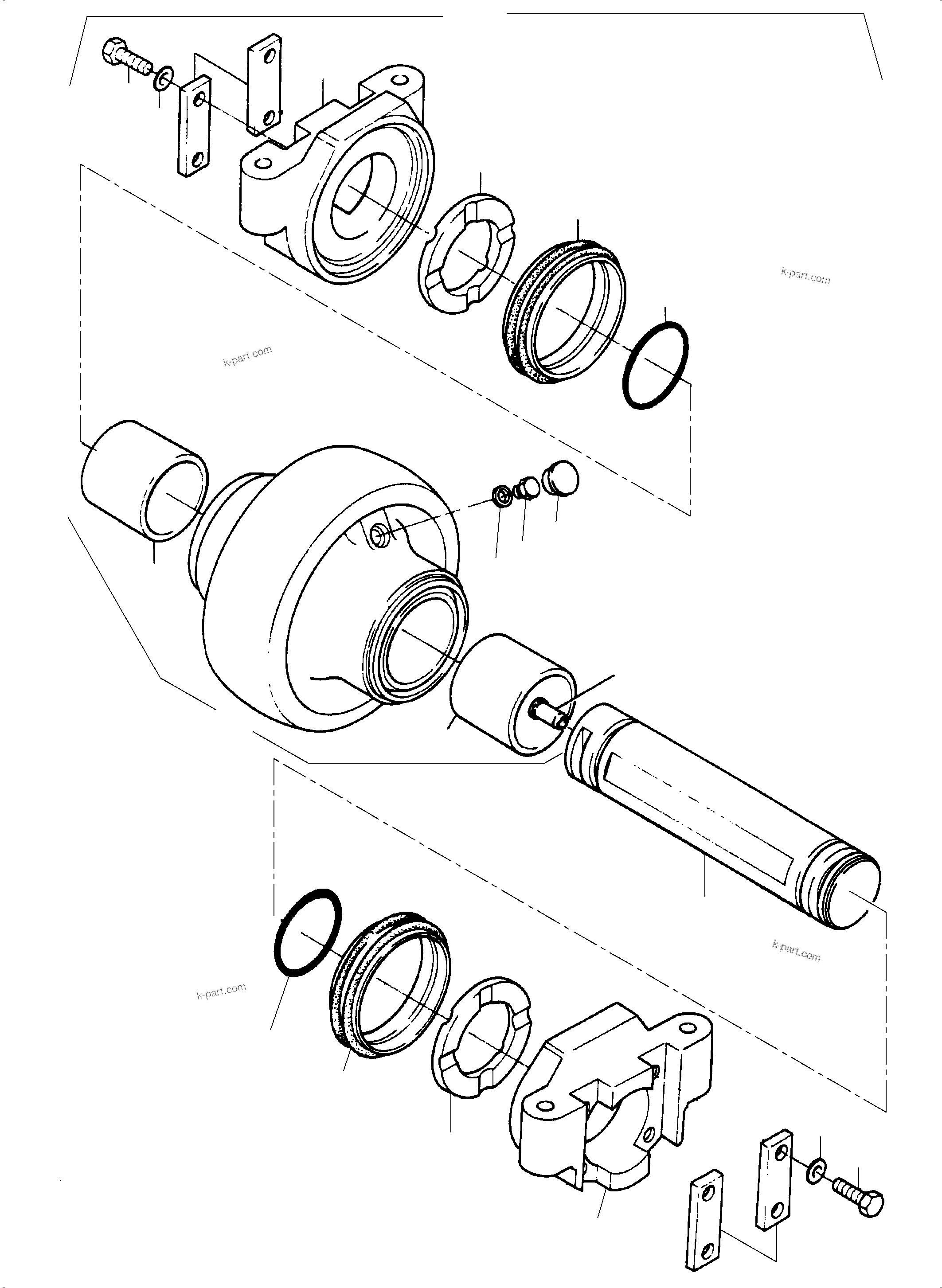 Komatsu parts book diagram for PC3000-6 S/N 46247: BOTTOM ROLLER