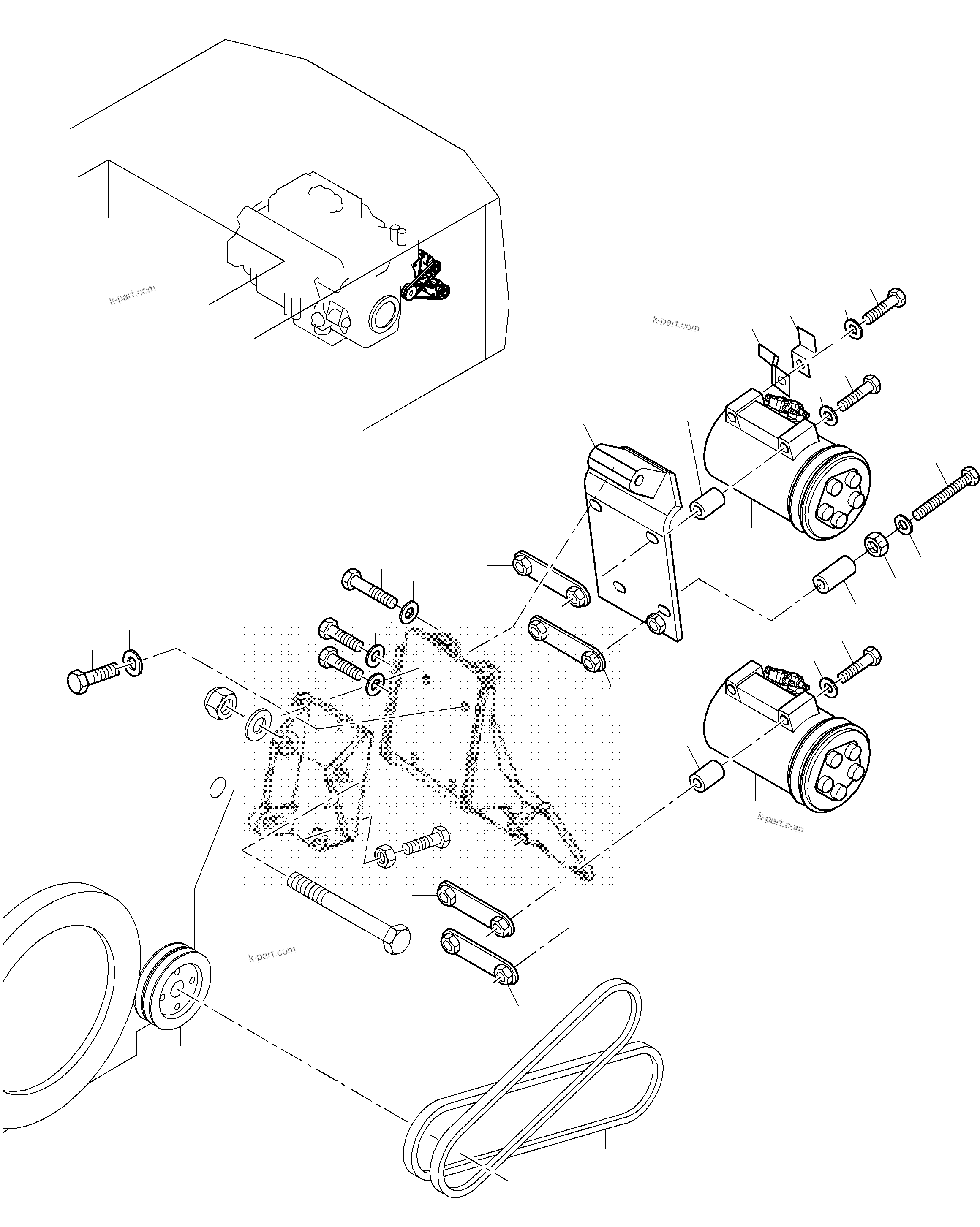 Komatsu parts book diagram for PC3000-6 S/N 46247: AIR CONDITIONING COMPRESSOR DRIVE