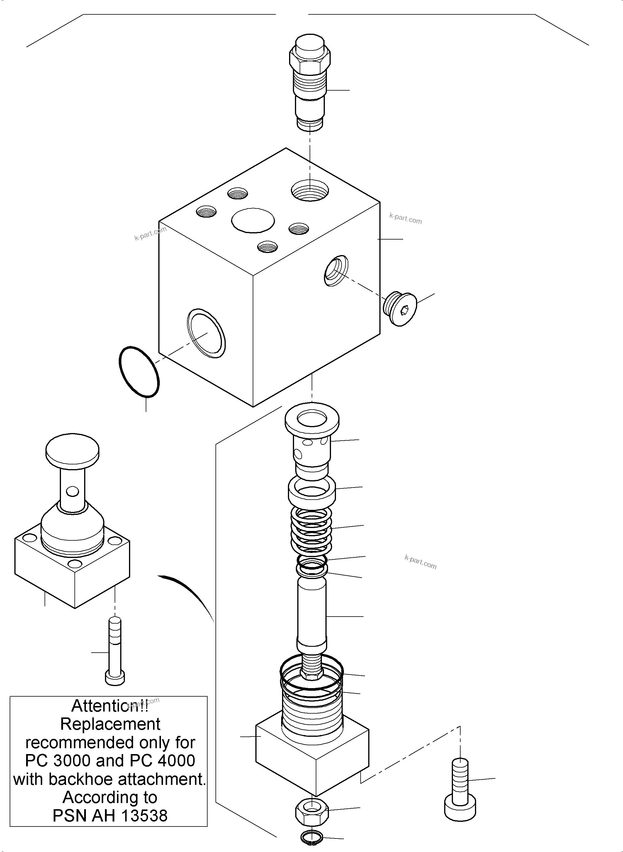 Komatsu parts book diagram for PC3000-6 S/N 46247: THROTTLE CHECK VALVE