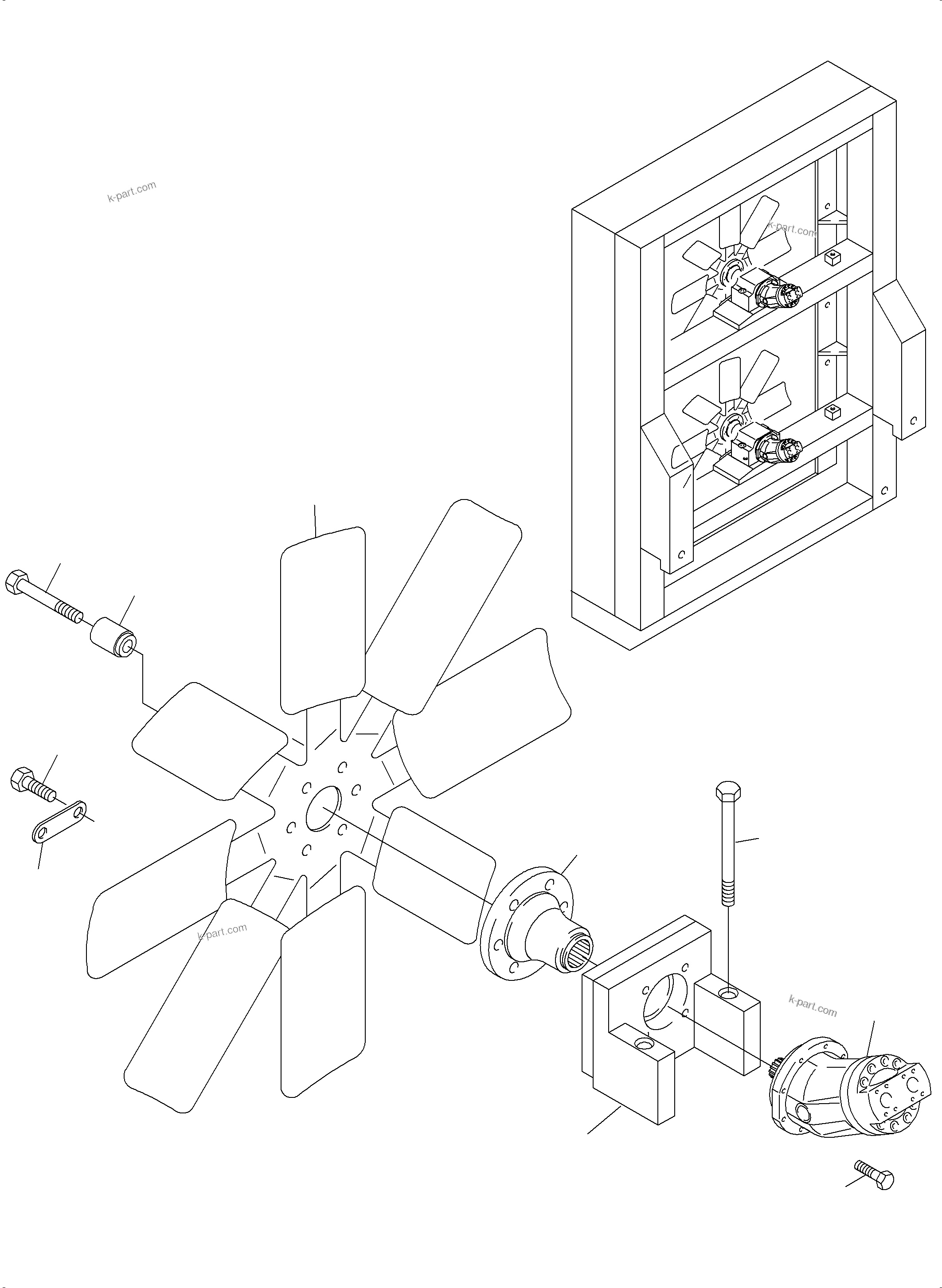 Komatsu parts book diagram for PC3000-6 S/N 46252: OIL COOLER FAN DRIVE
