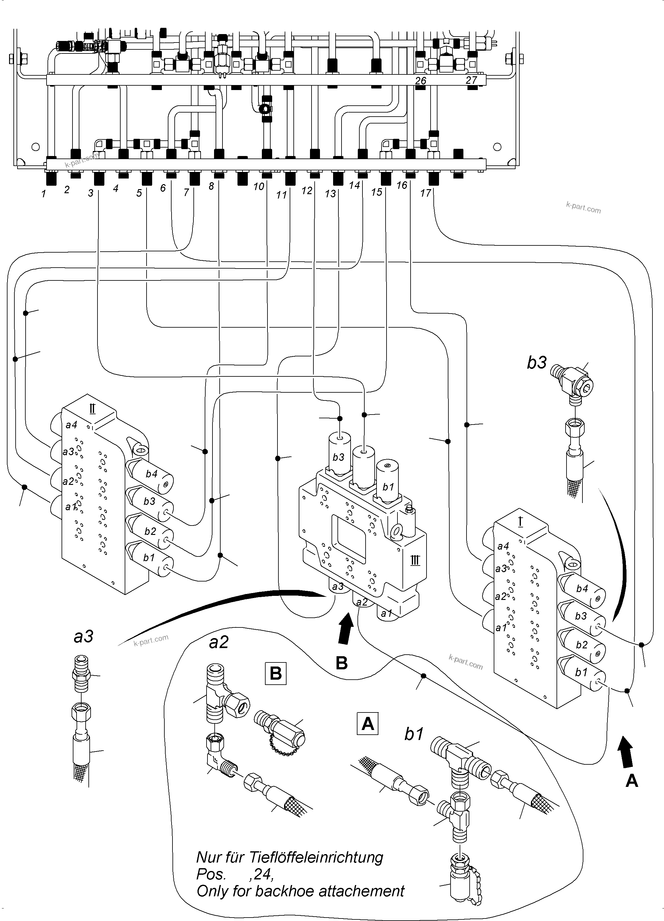 Komatsu parts book diagram for PC3000-6 S/N 46252: CONTROL LINES CONTROL BLOCKS - PILOT CONTROL PLATE