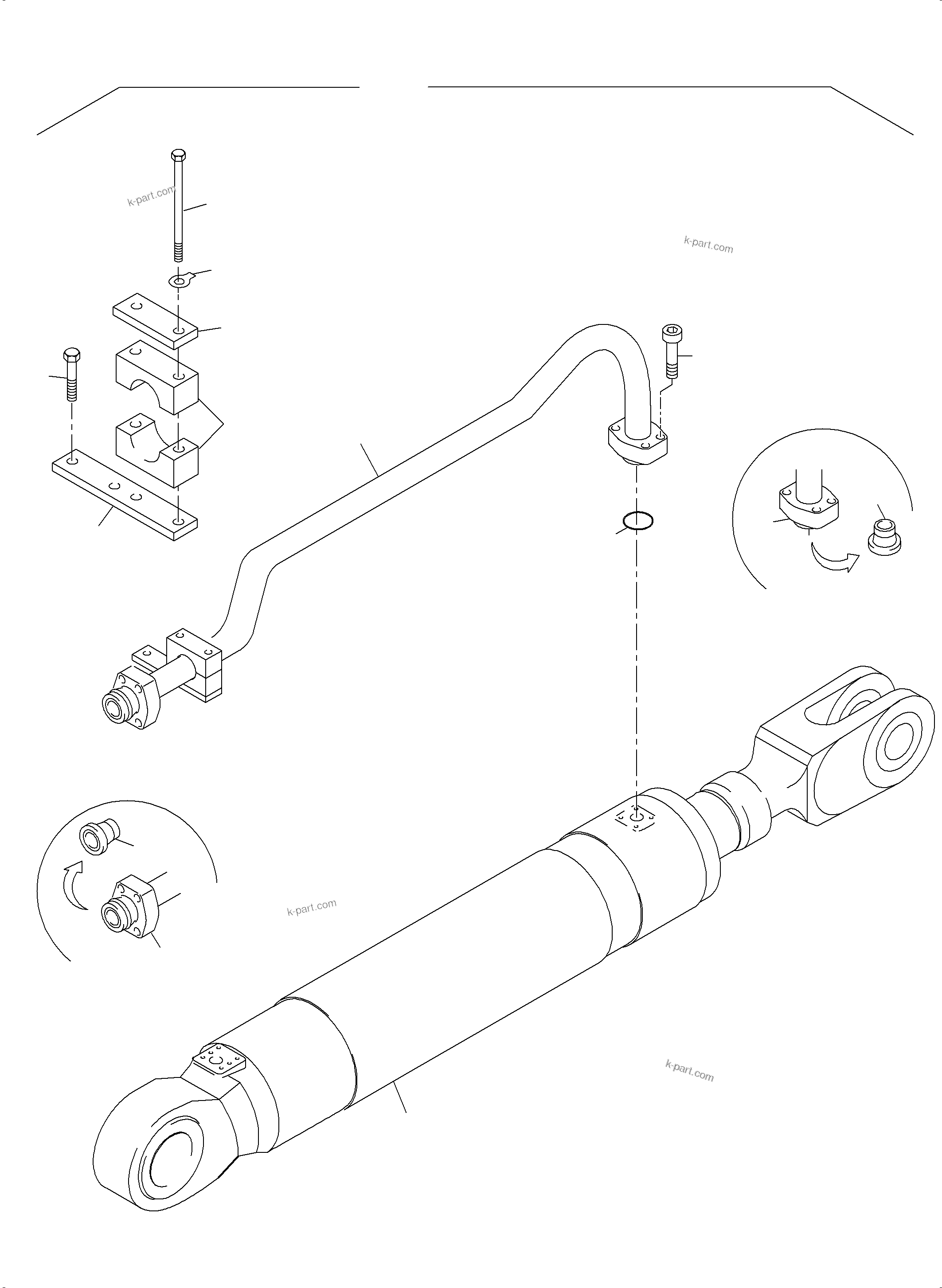 Komatsu parts book diagram for PC3000-6 S/N 46252: STICK CYLINDER WITH PIPES