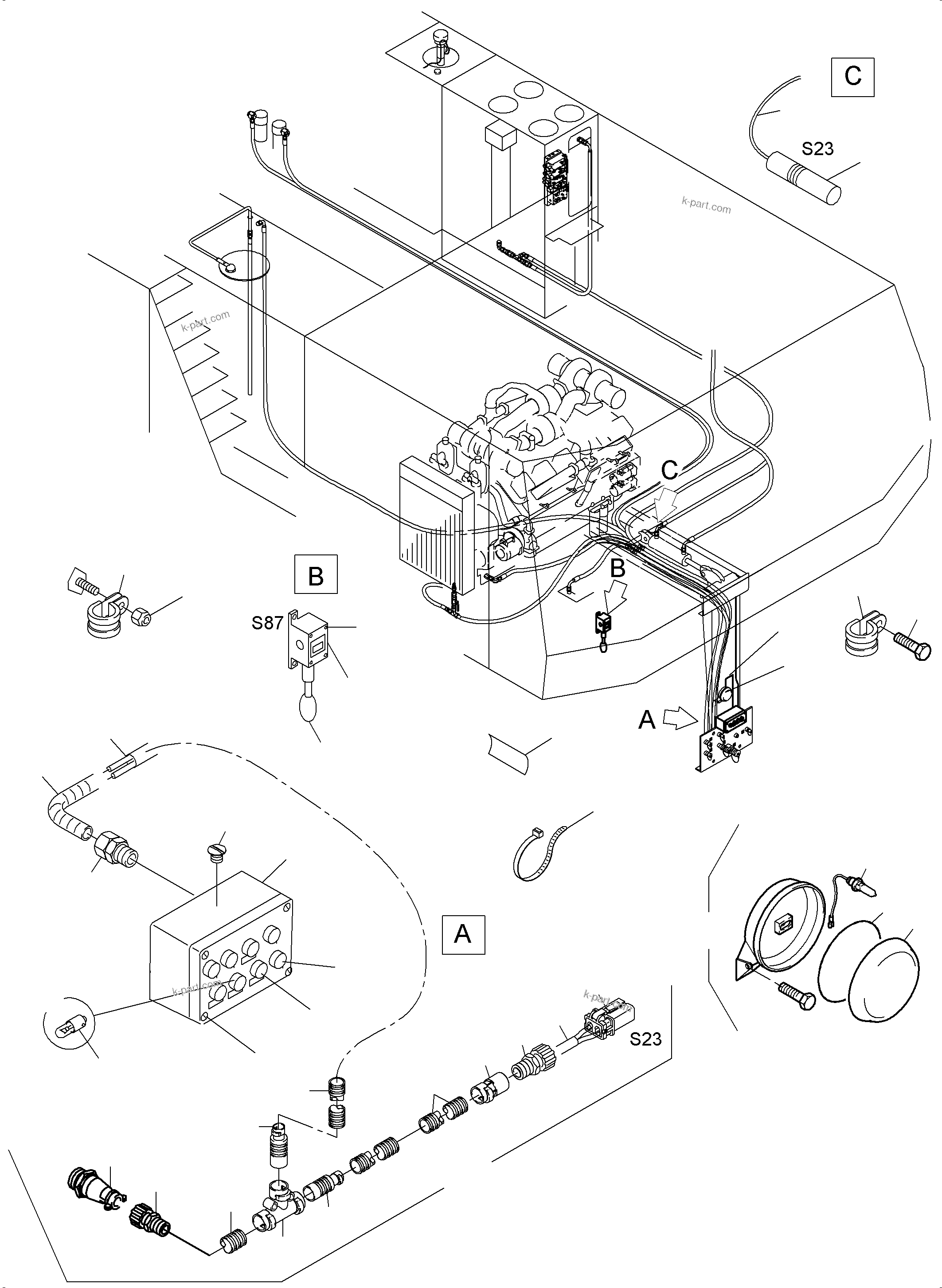 Komatsu parts book diagram for PC3000-6 S/N 46252: ELECTRIC PARTS - REFUELING