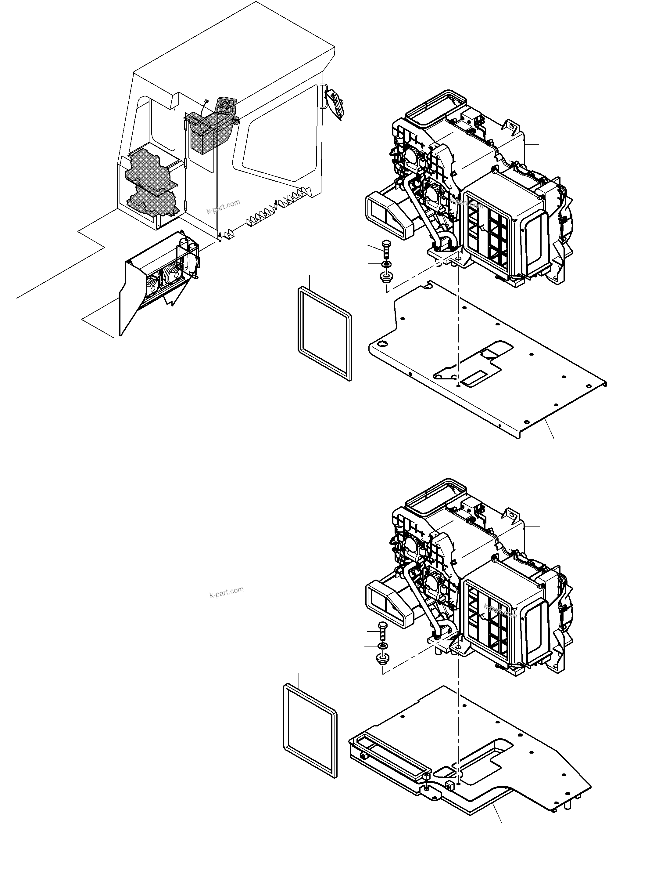 Komatsu parts book diagram for PC3000-6 S/N 46252: AIR CONDITIONING ARRANGEMENT