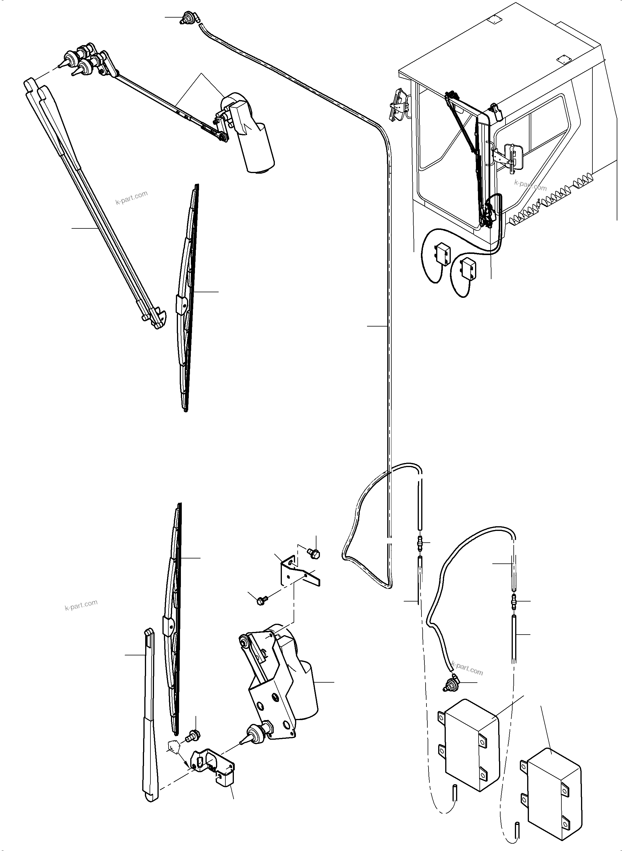 Komatsu parts book diagram for PC3000-6 S/N 46252: WINDSCREEN WASHING ASSY.