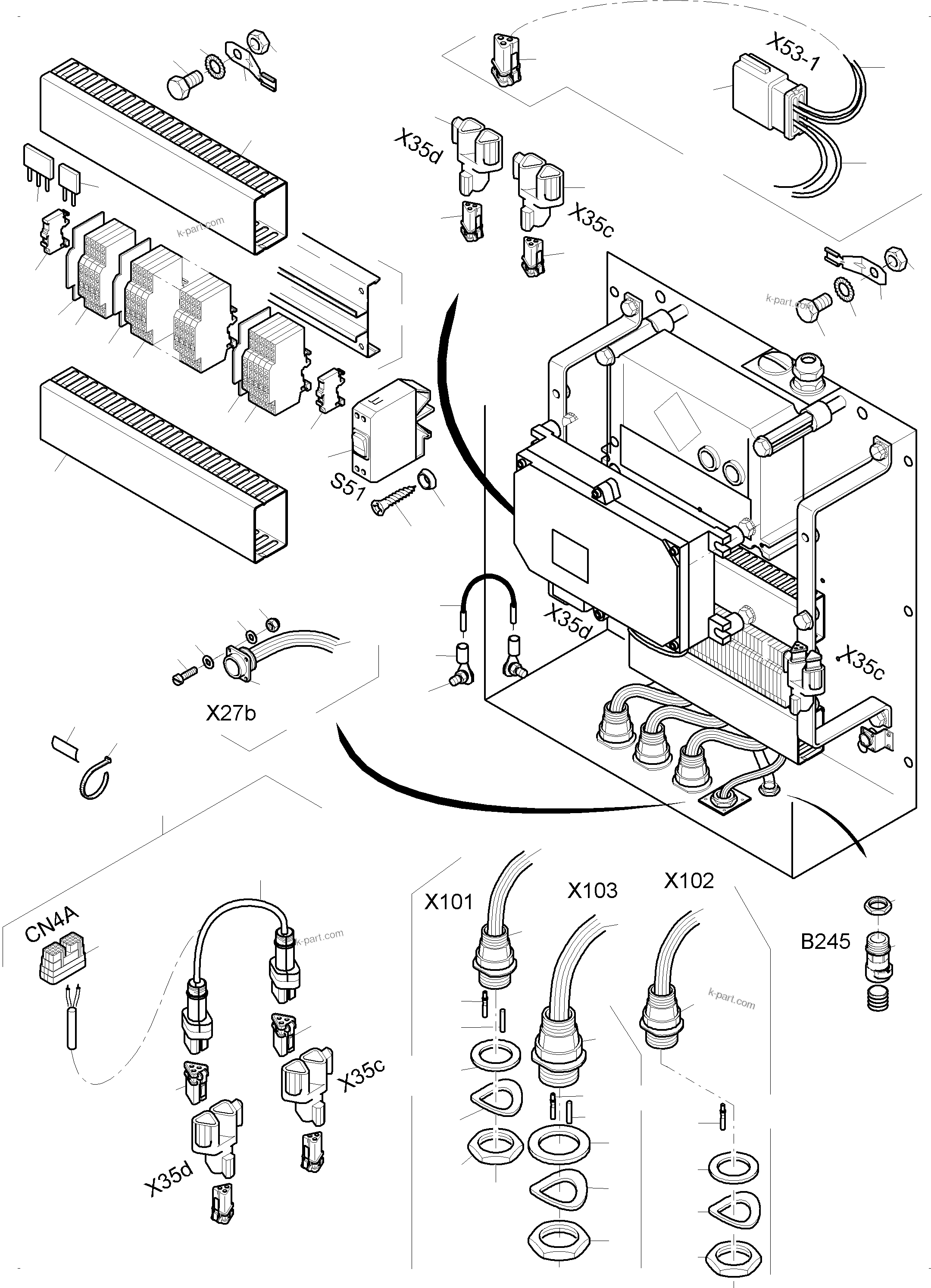 Komatsu parts book diagram for PC3000-6 S/N 46252: TERMINALBOX KOMTRAX