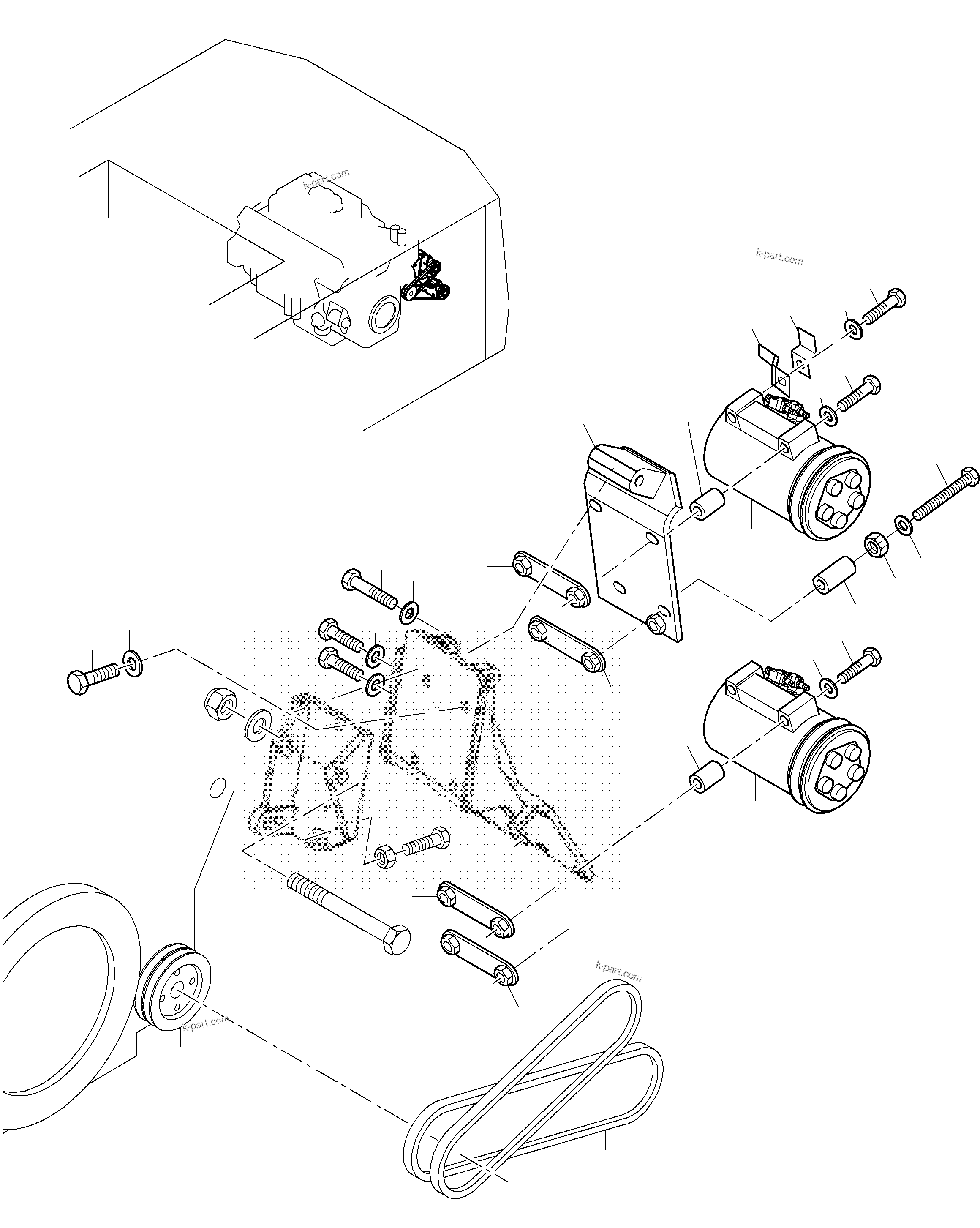 Komatsu parts book diagram for PC3000-6 S/N 46252: AIR CONDITIONING COMPRESSOR DRIVE